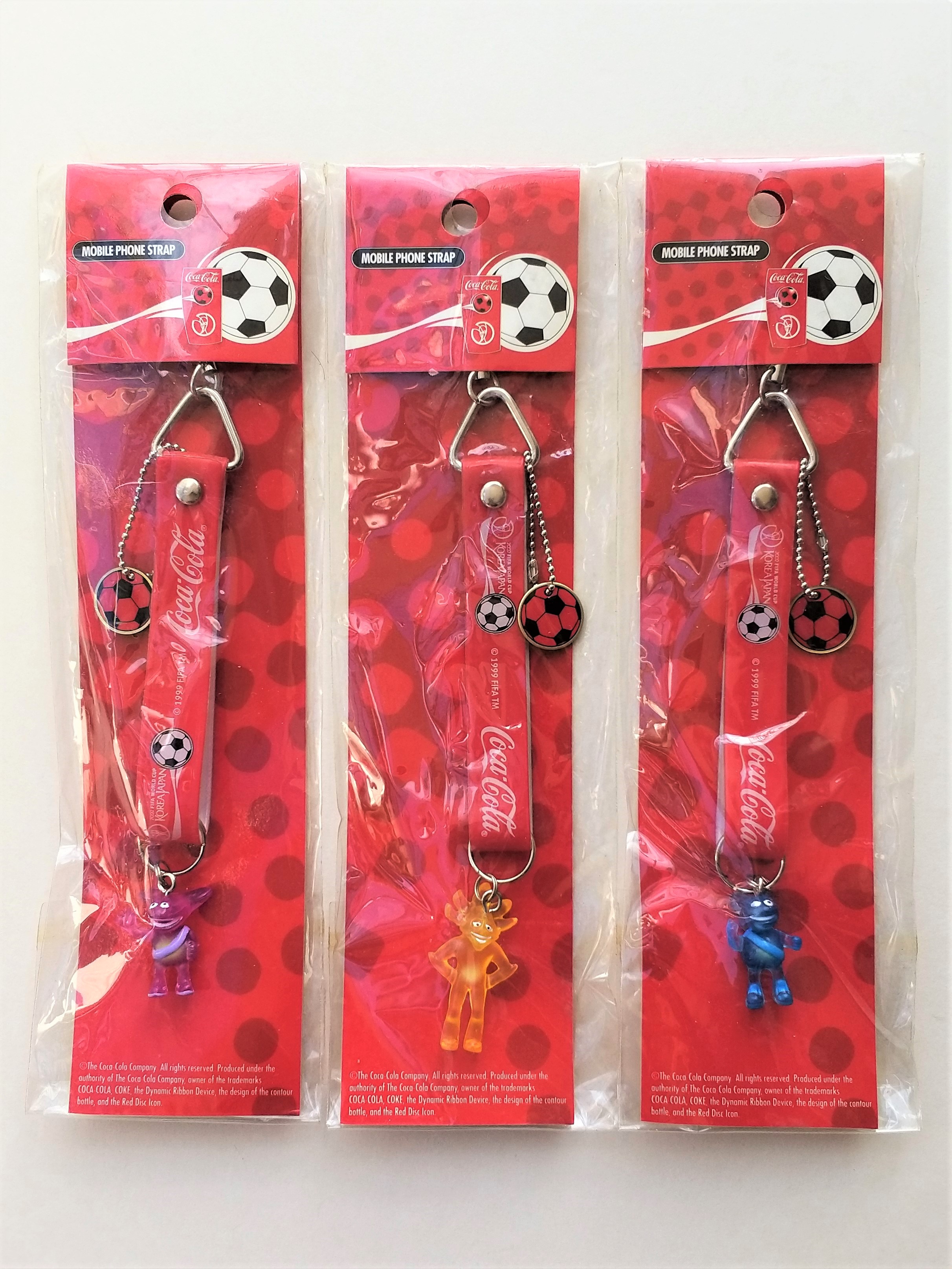 Coca Cola 2002 Fifa World Cup Mascots (KAZ / ATO / NIK) Figure Phone Charm Straps
