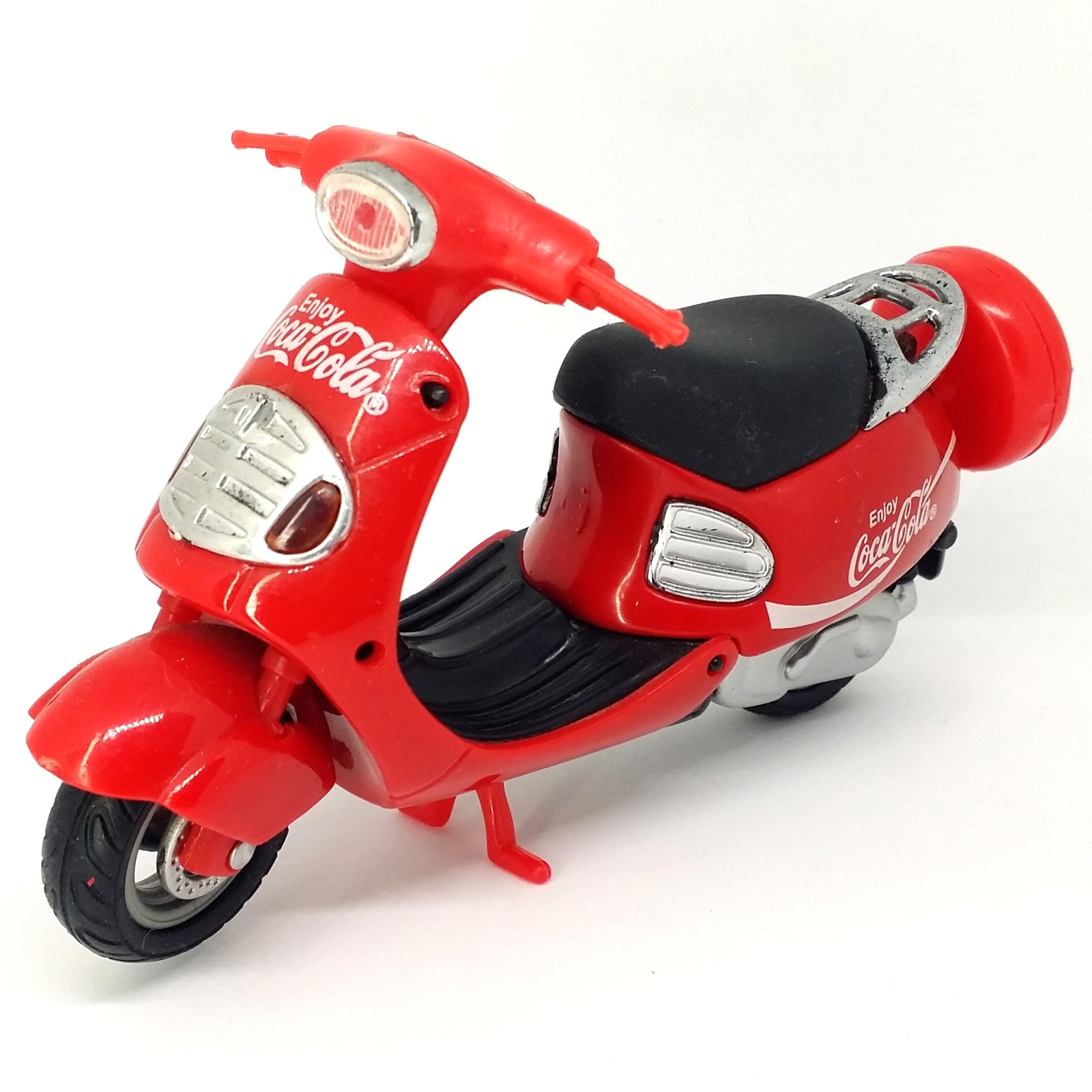 Coca Cola Motor Scooter Diecast Plastic Motorcycle Toy (Red) - Vintage 90s