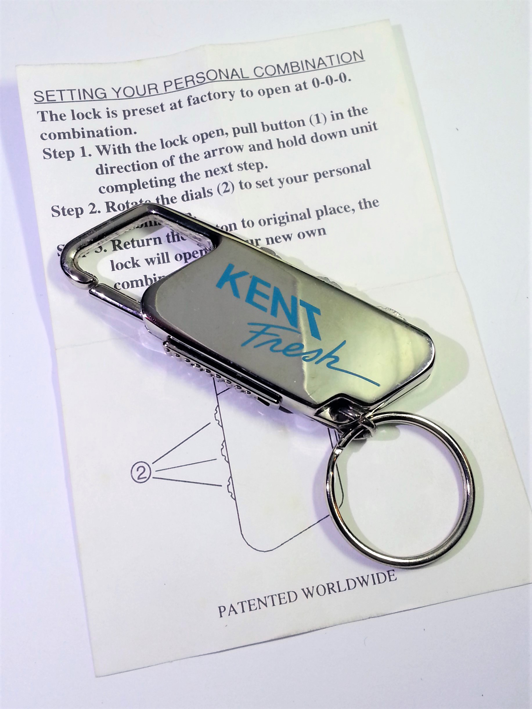 KENT Combination Luggage Lock Keychain / Bag Charm - New Unused