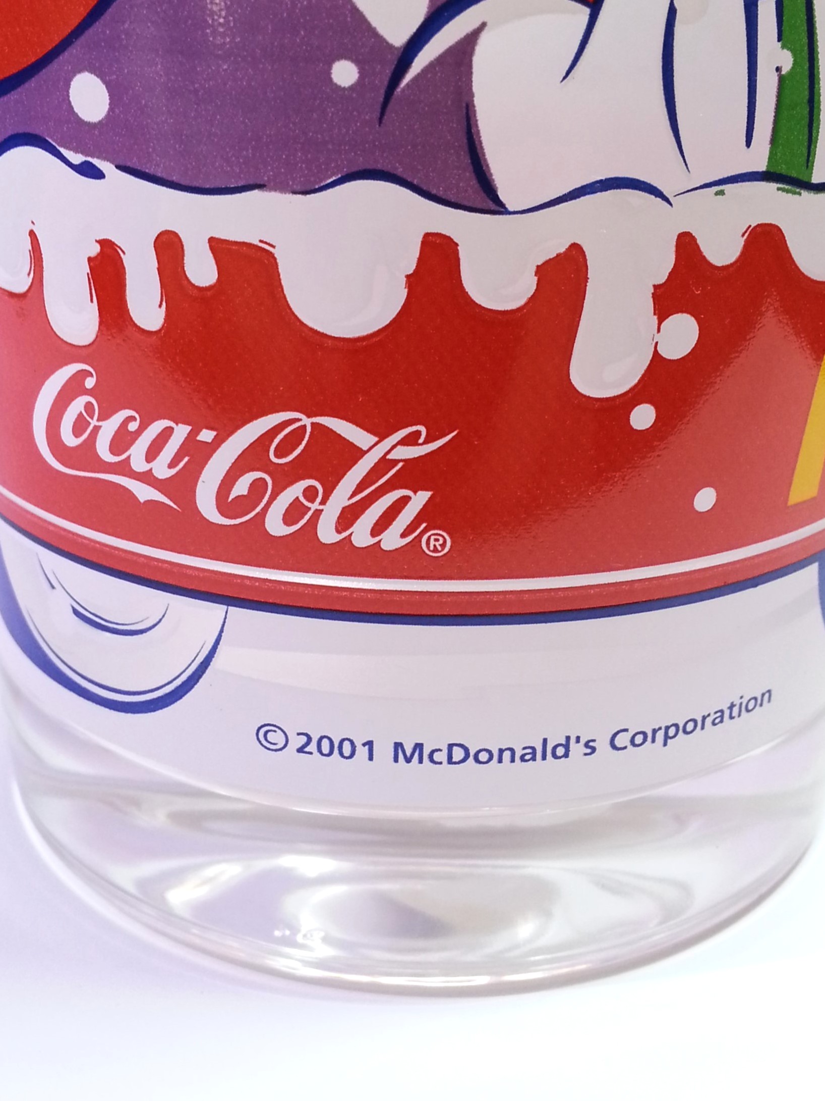 Coca Cola x McDonald's Mascot (Grimace) 2001 Christmas Tumbler Drinking Glass