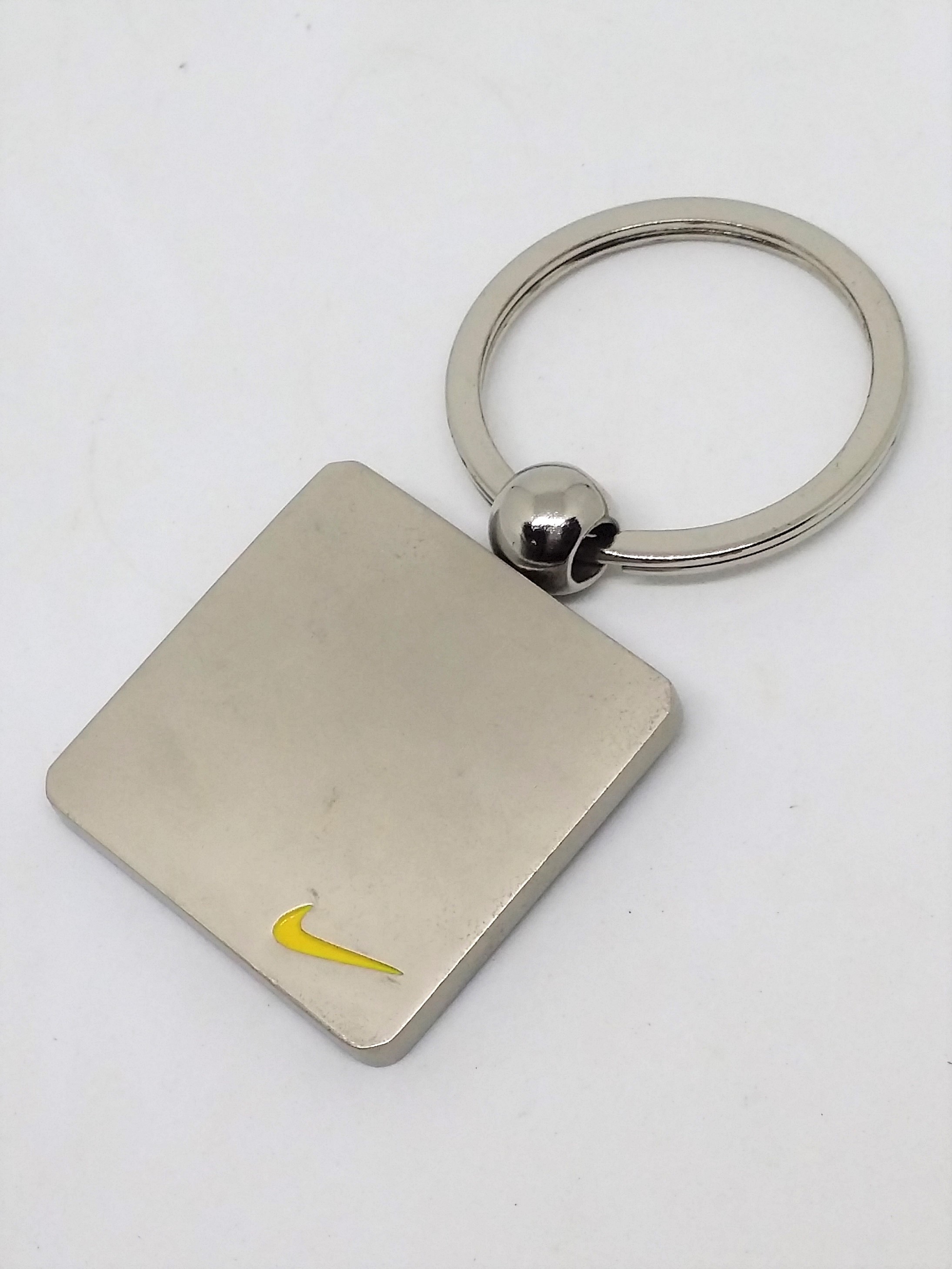 Vintage Nike Double Sided Swoosh Silver Metal Keychain