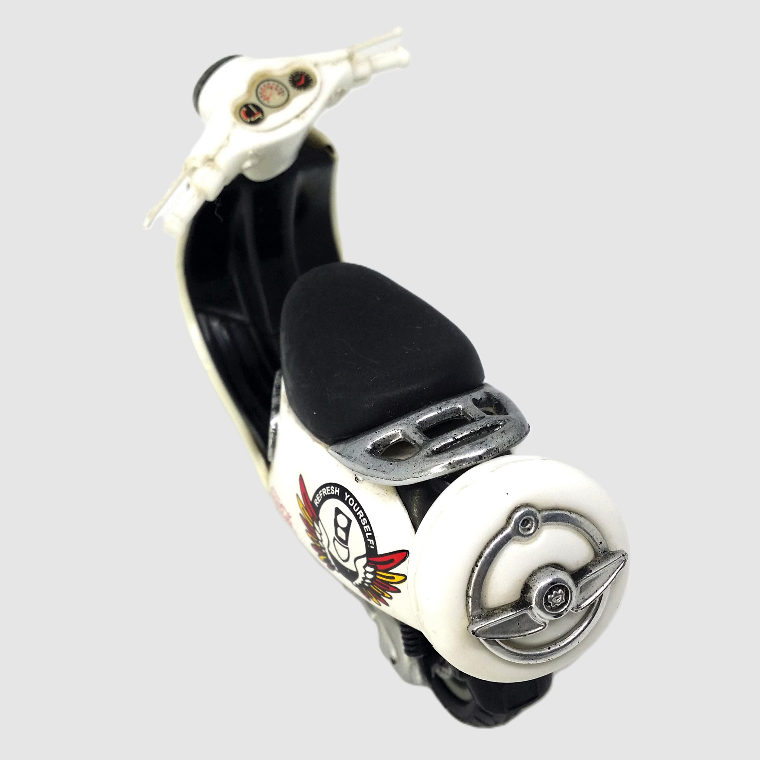 Coca Cola Motor Scooter Diecast Plastic Motorcycle Toy (White/Cream) - Vintage 90s