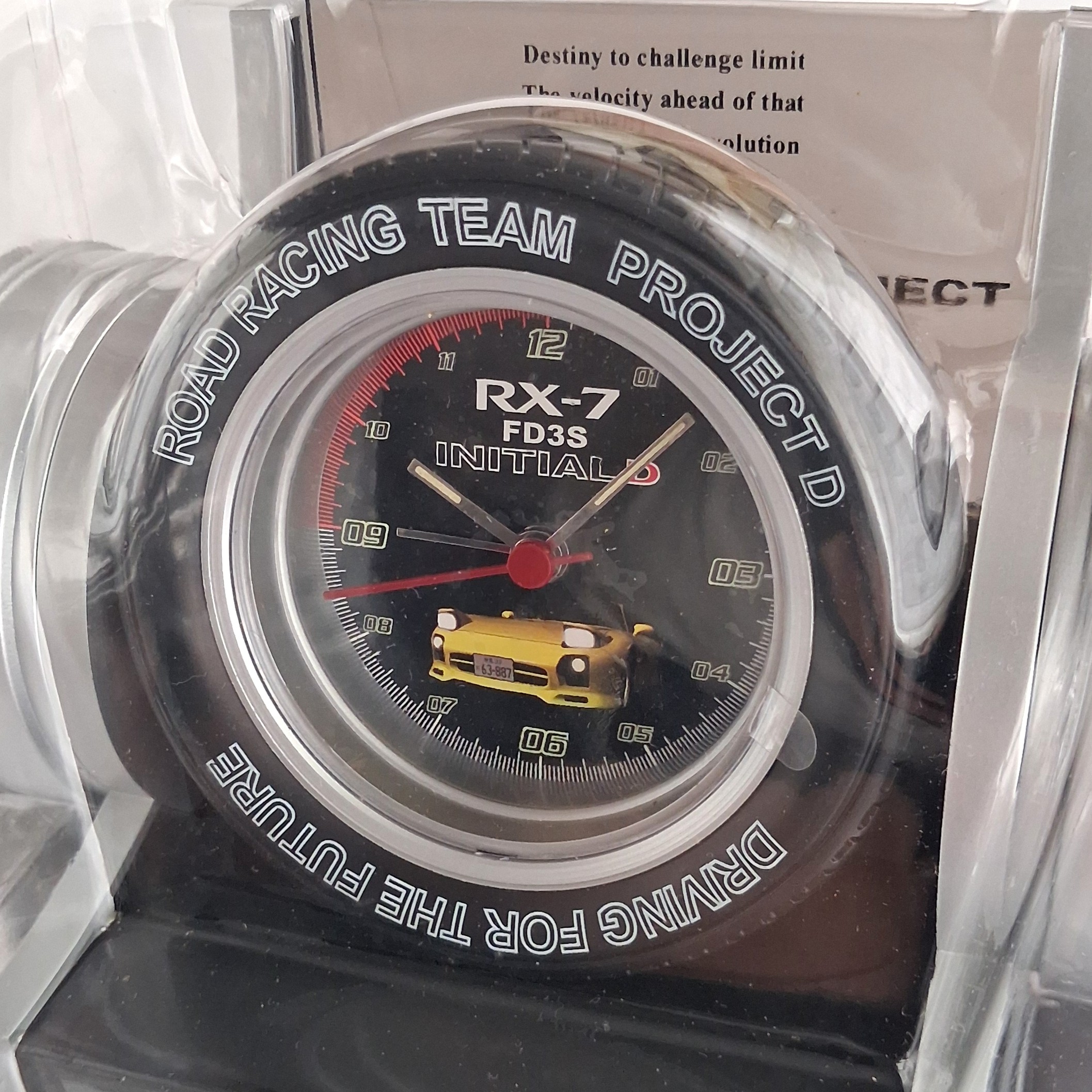 Initial D Mazda RX-7 FD3S Tire Wheel Desk Clock - 2000s Road Racing Team Project D
