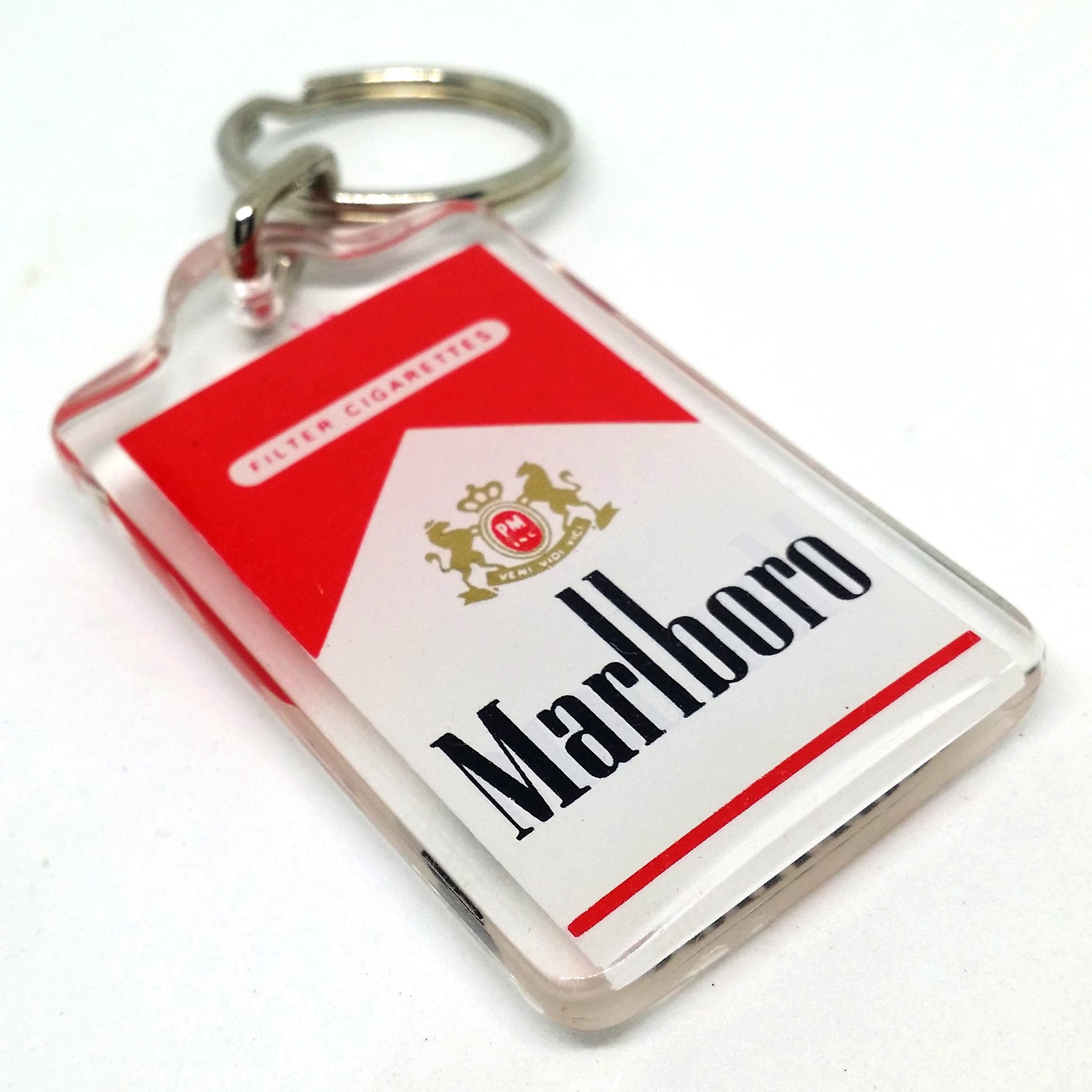Marlboro Double Sided Acrylic Keychain Key Ring - Rare Vintage