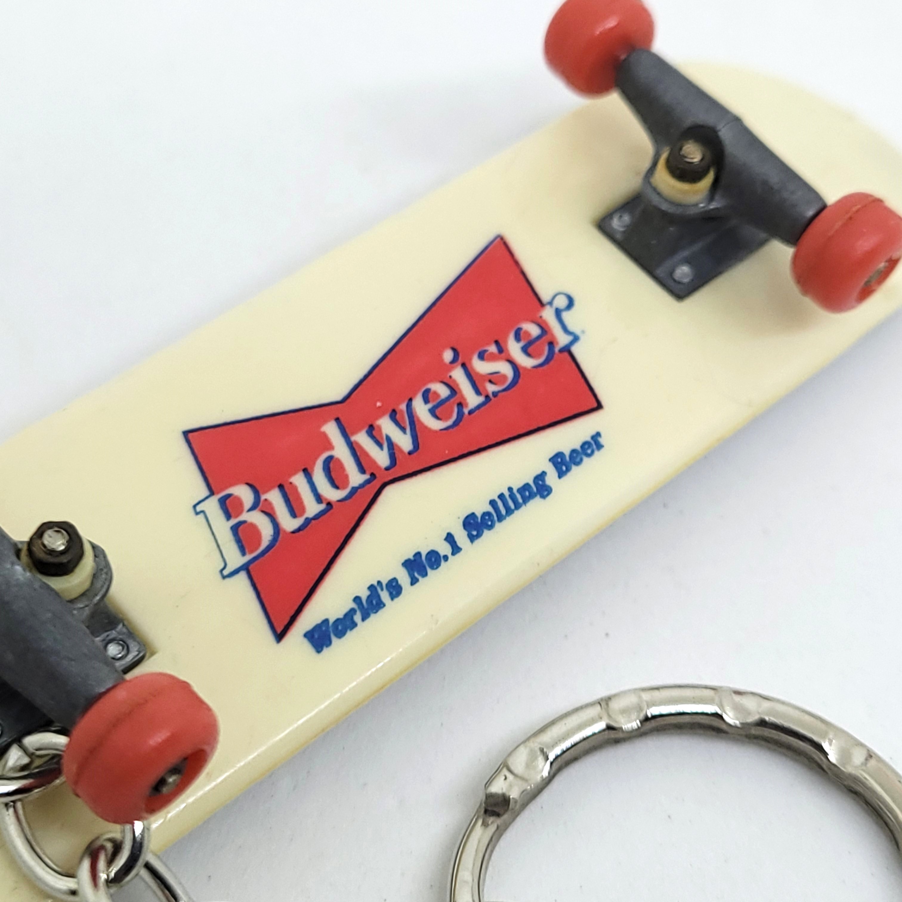 Budweiser Mini Skateboard Keychain / Fingerboard Toy - 80s~90s Rare Vintage