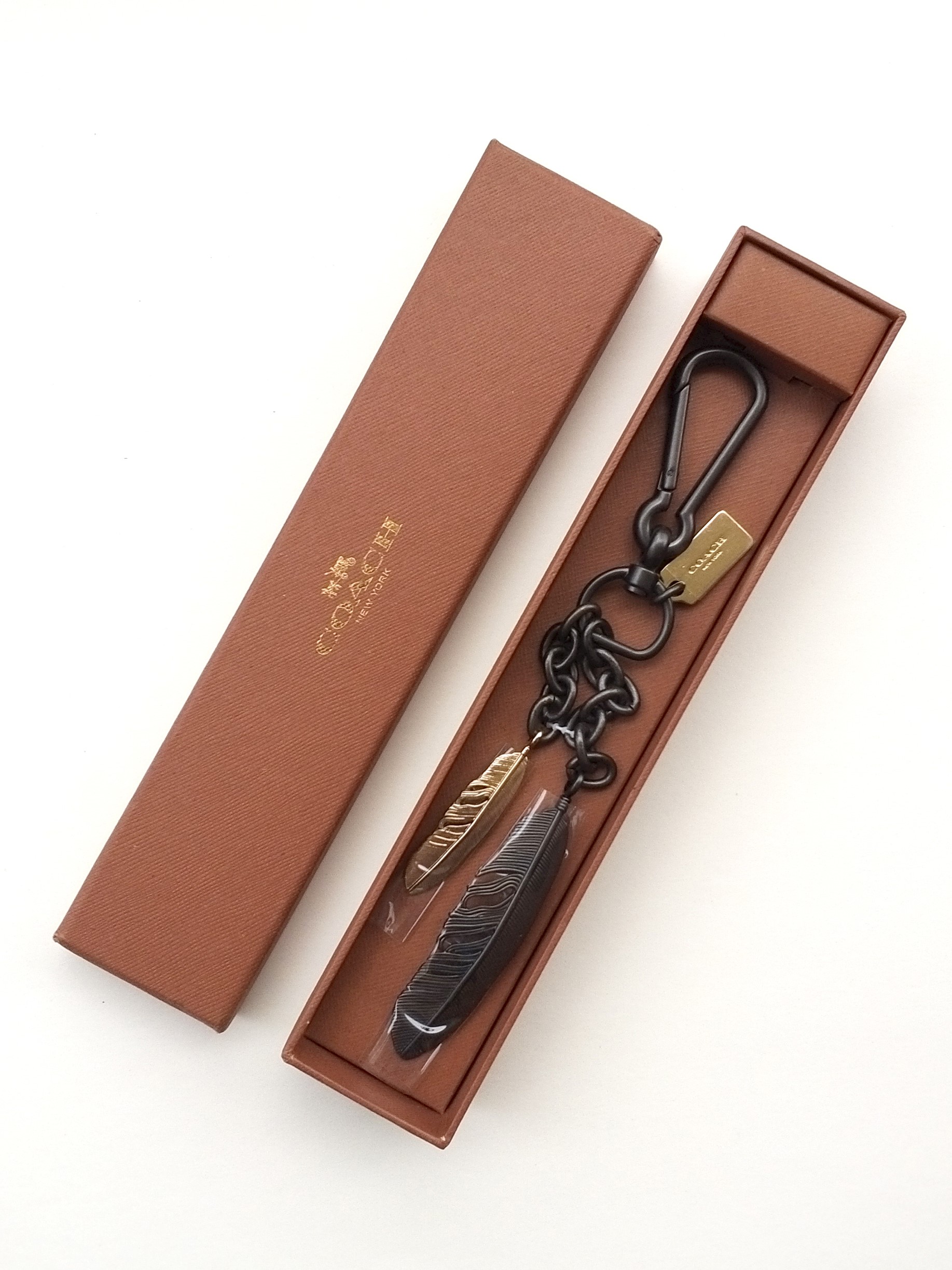 Coach Feather Metal Bag Charm / Keychain / Key Ring - New In Box