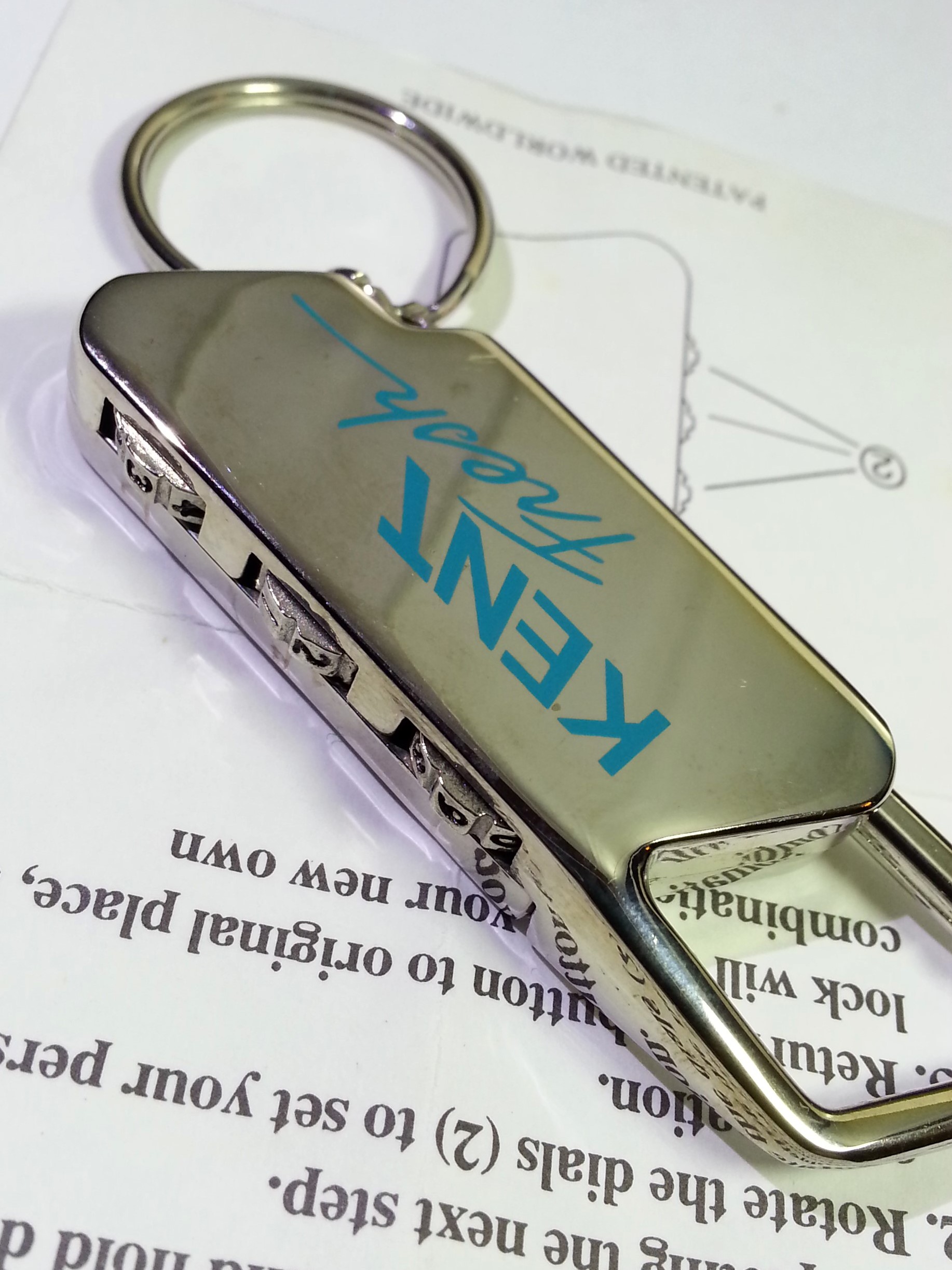 KENT Combination Luggage Lock Keychain / Bag Charm - New Unused