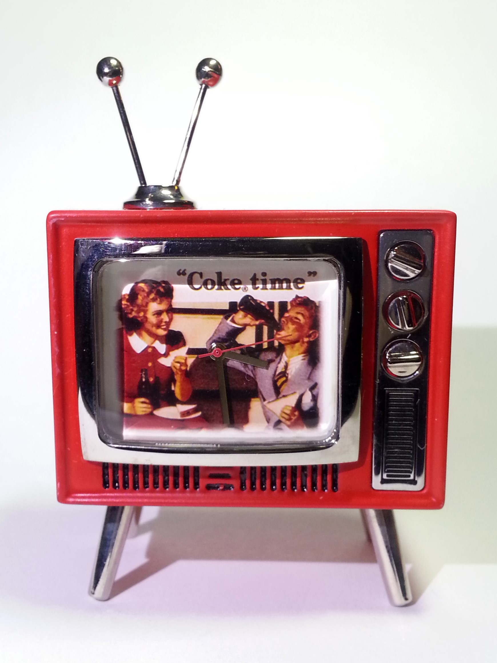 Coca Cola mini TV Shaped Desk Clock (Coke Time) Tested Works