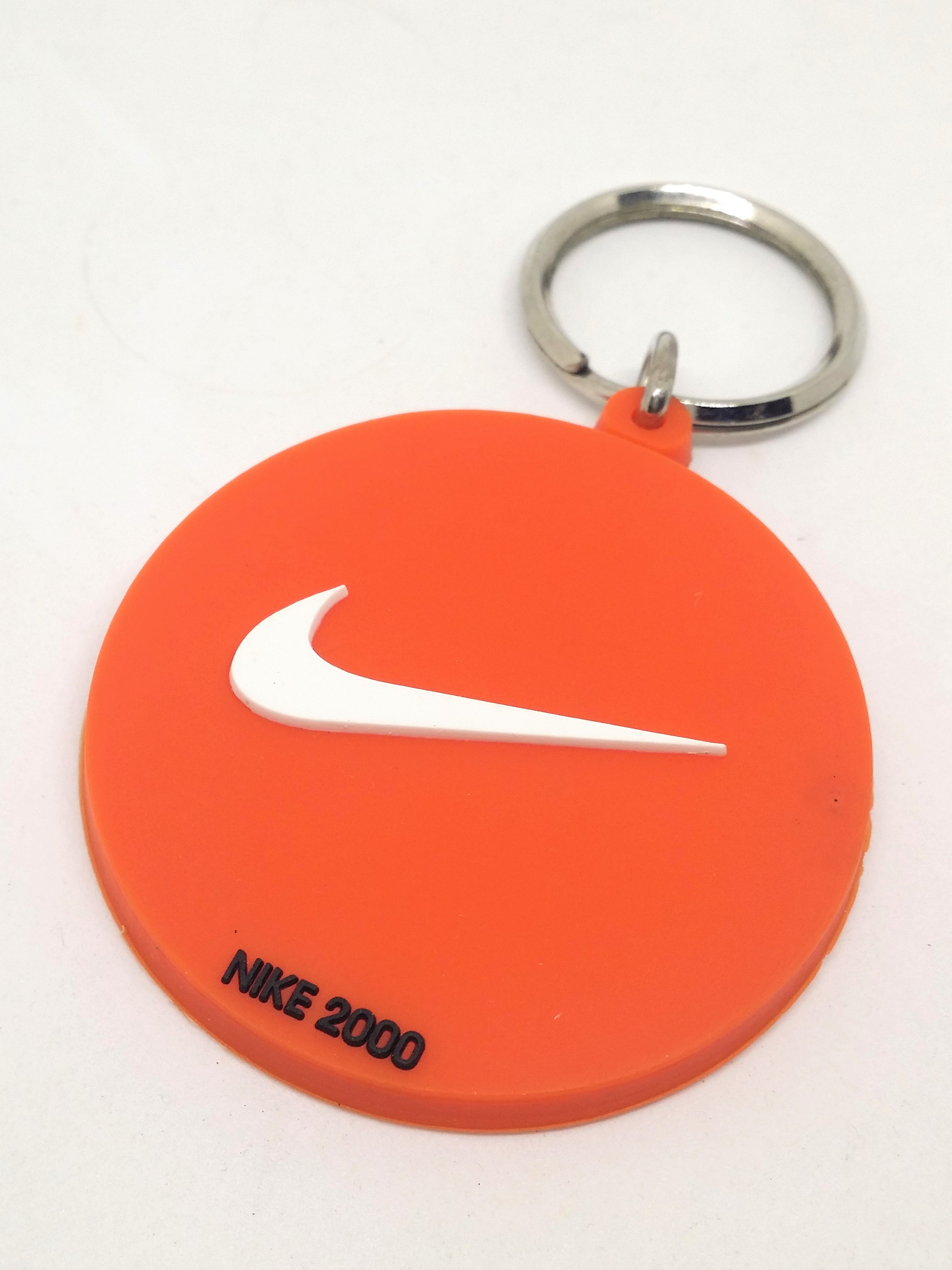 Nike 2000 Swoosh Round Rubber Keychain Key Ring - 2000 RARE Vintage