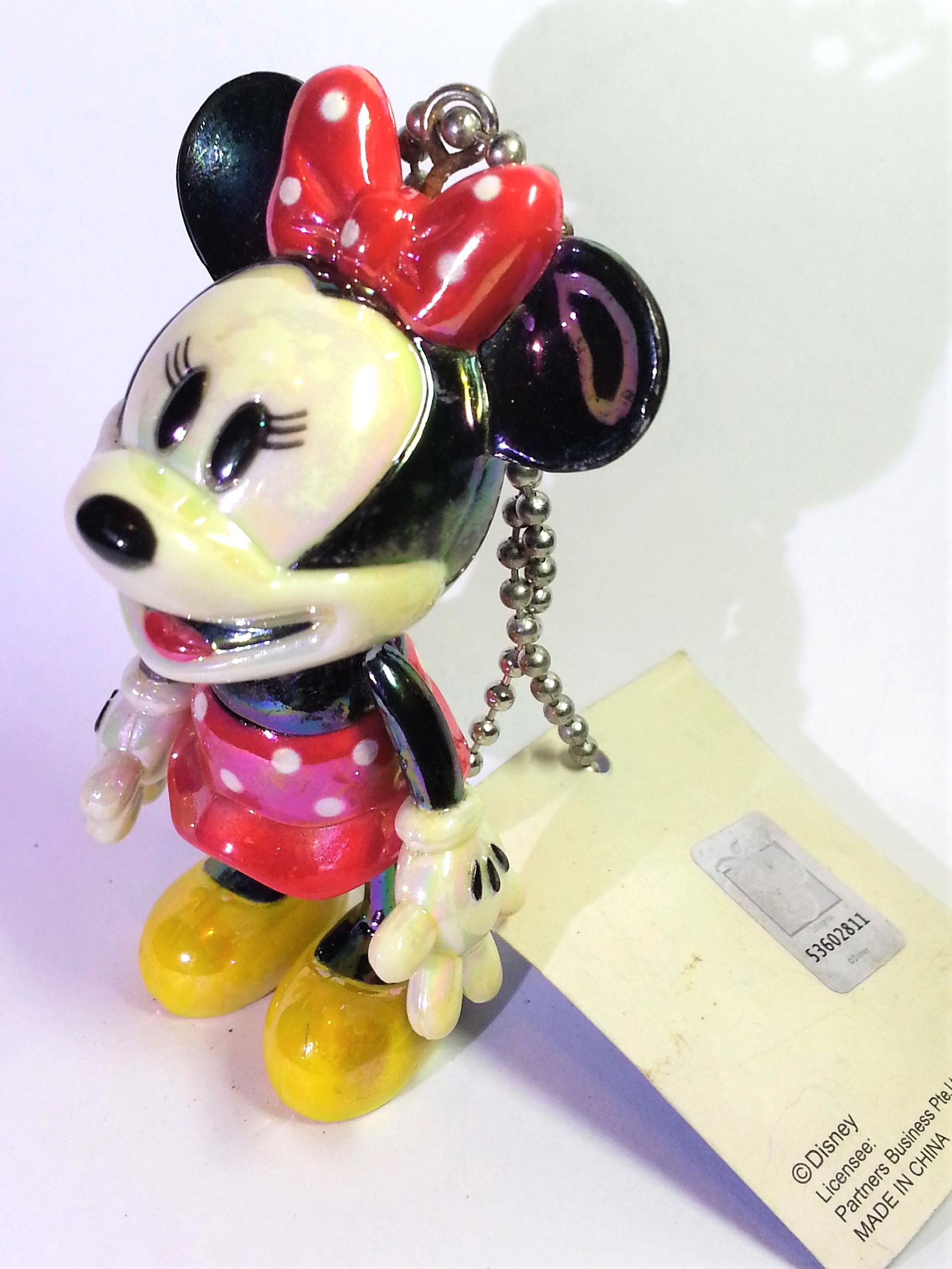 Disney Minnie Mouse Iridescent Jointed Figure Charm Keychains - 2000s From Japan