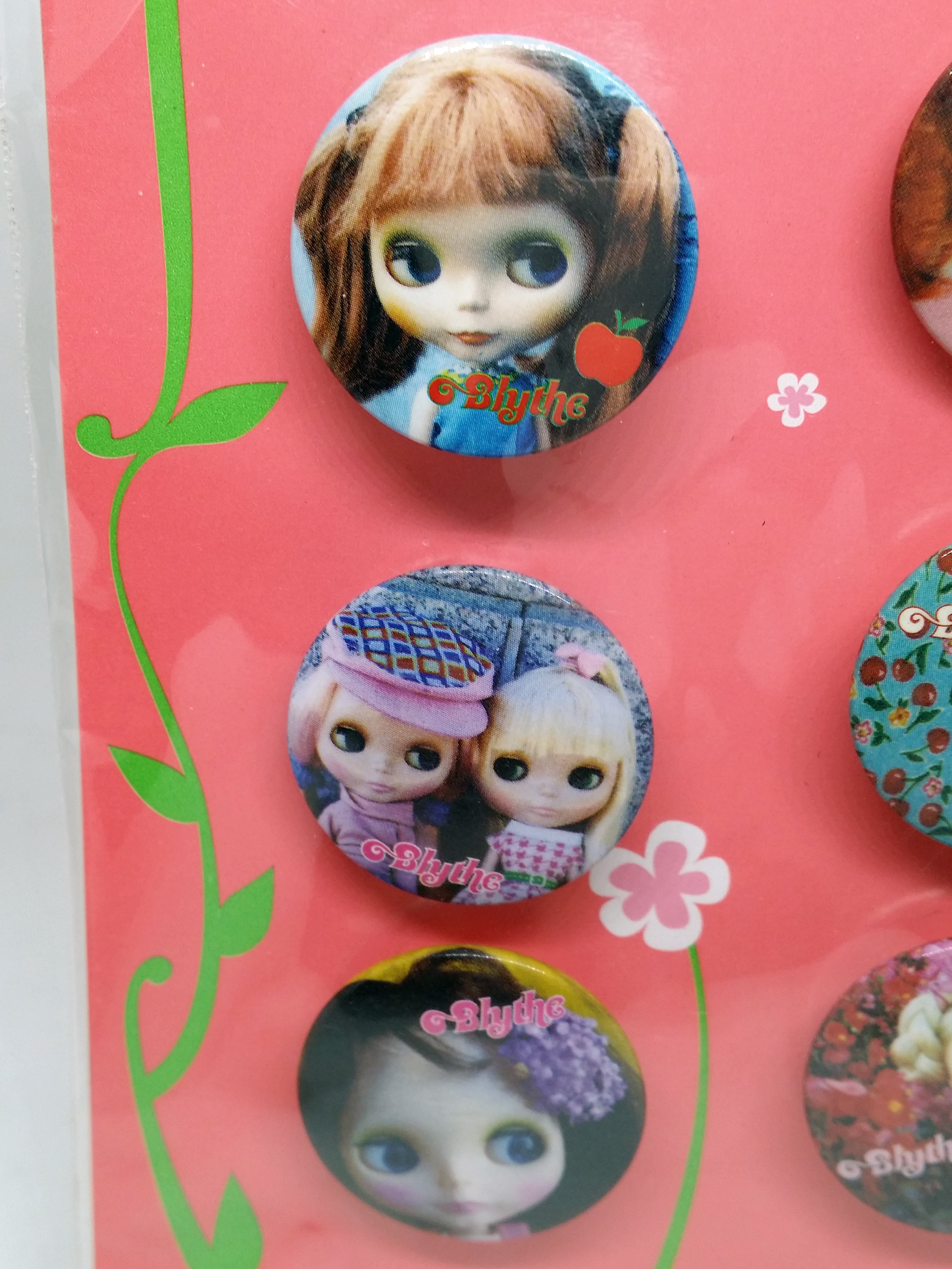 Petite Blythe Doll Pretty Flower Collection Round Button Badge Set Of 6 - 2006 Hasbro Takara
