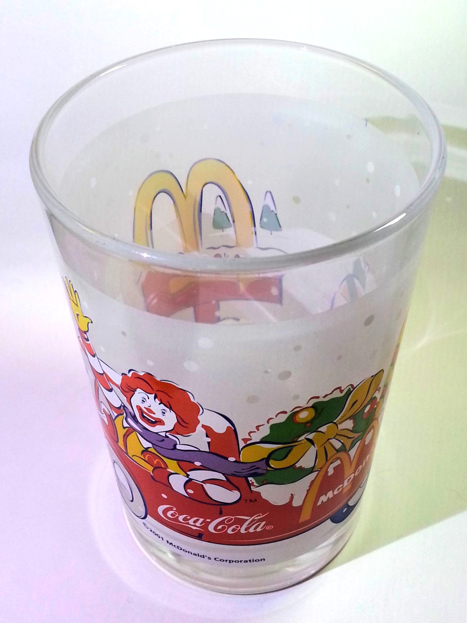 Coca Cola x McDonald's Mascot (Ronald McDonald) 2001 Christmas Tumbler Drinking Glass