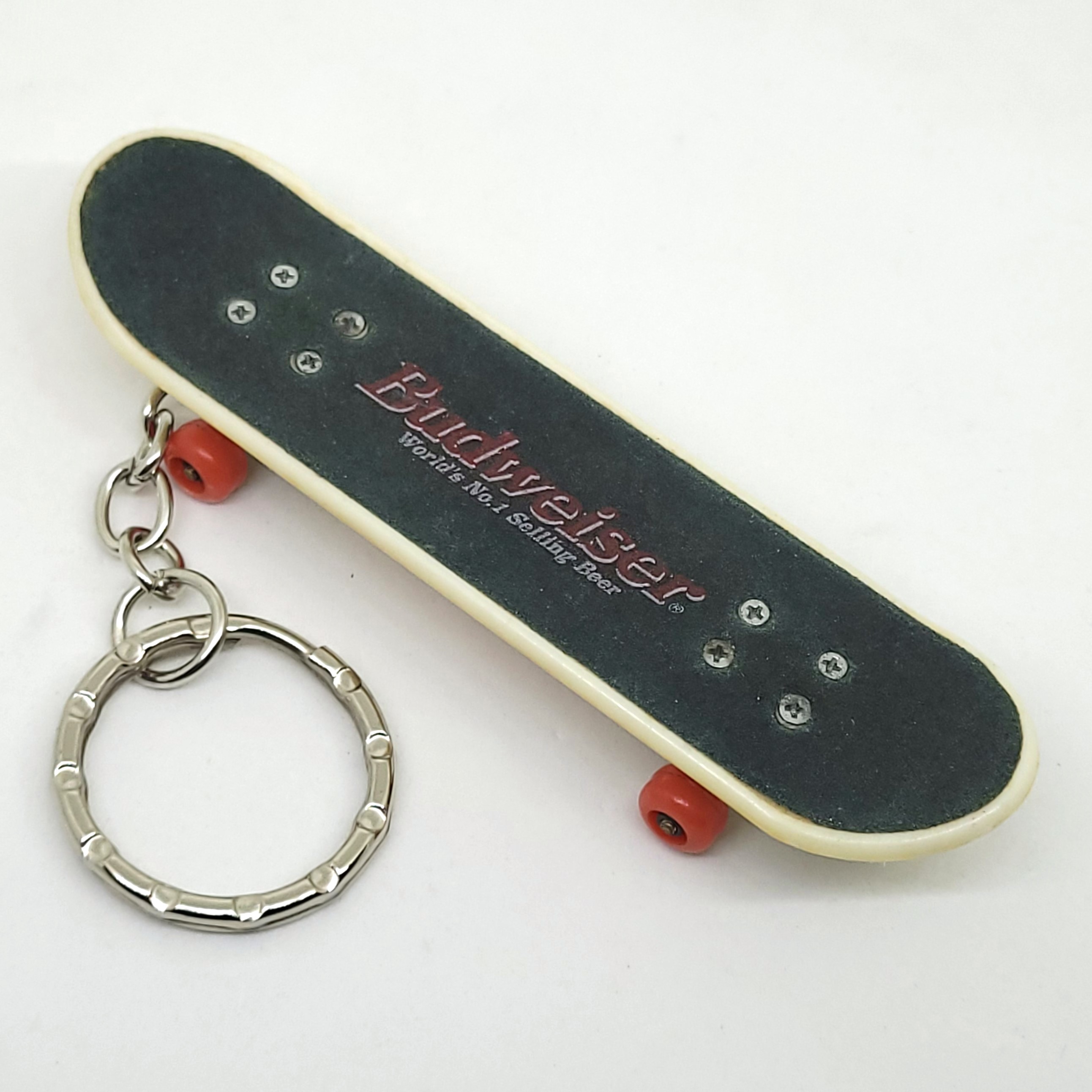 Budweiser Mini Skateboard Keychain / Fingerboard Toy - 80s~90s Rare Vintage