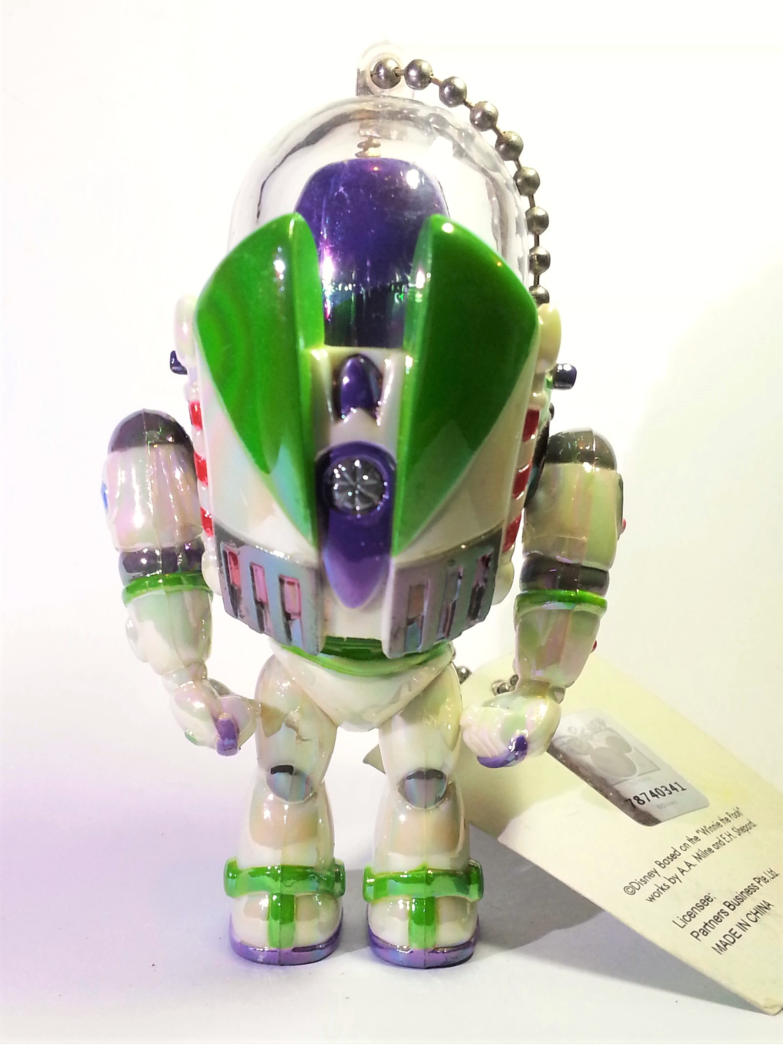 Disney Toy Story Buzz Lightyear Iridescent Jointed Figure Charm Keychain - 2000s From Japan
