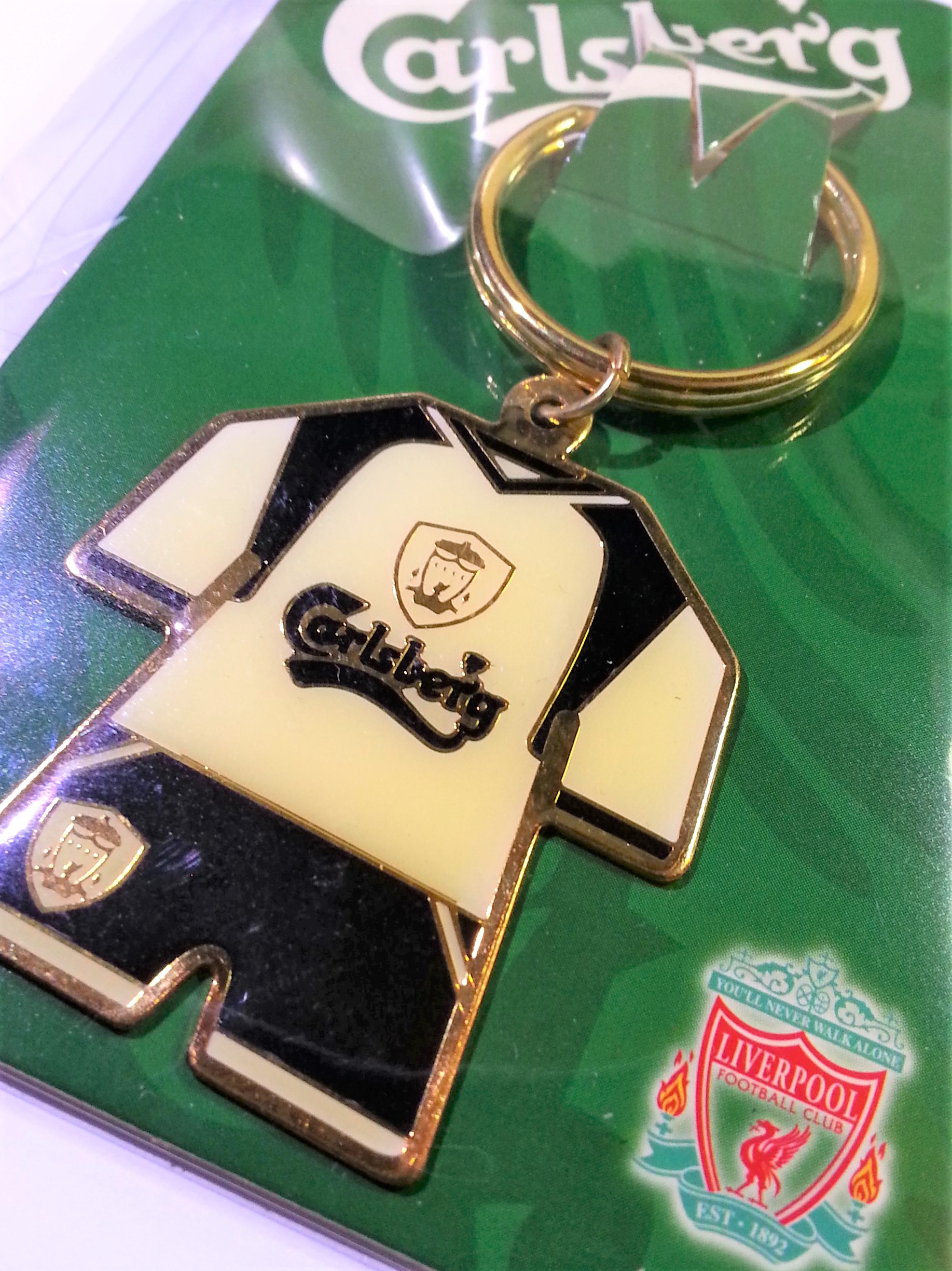 Carlsberg Liverpool Football Club Kit Shaped Enamel Keychain - New Unused