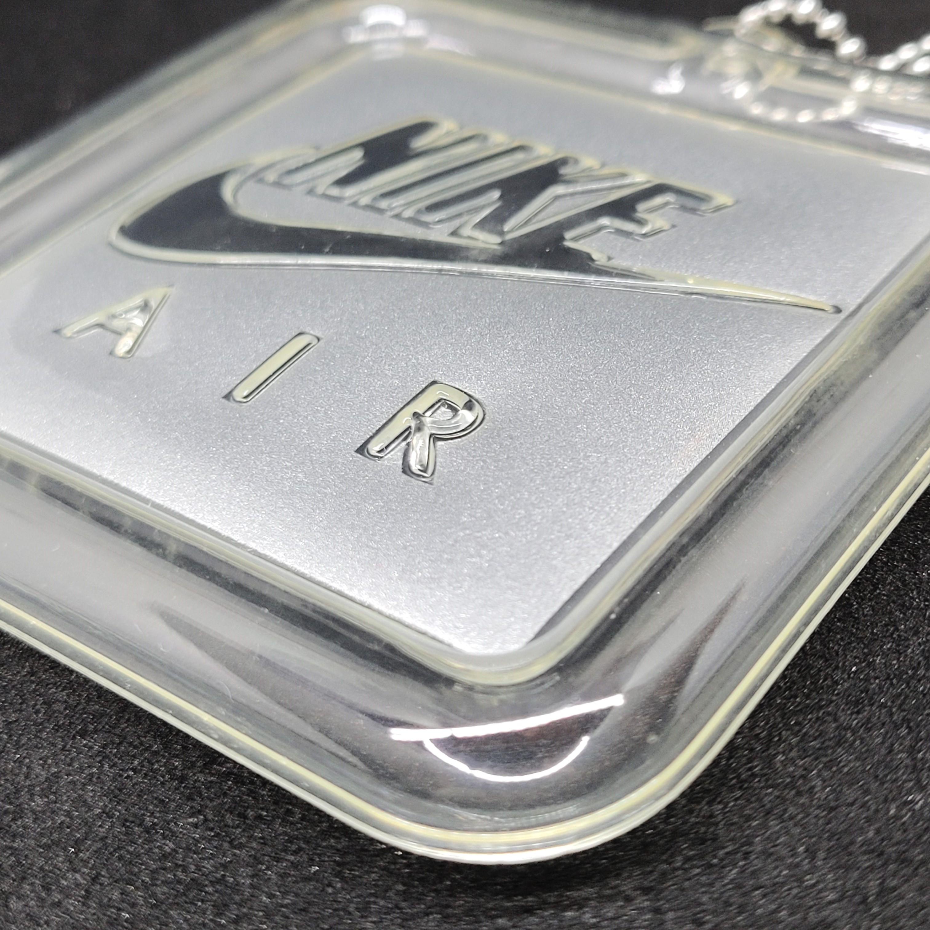 Nike Air 3.5" Hang Tag Keychain - Silver Clear Soft Plastic (Air Cushion)