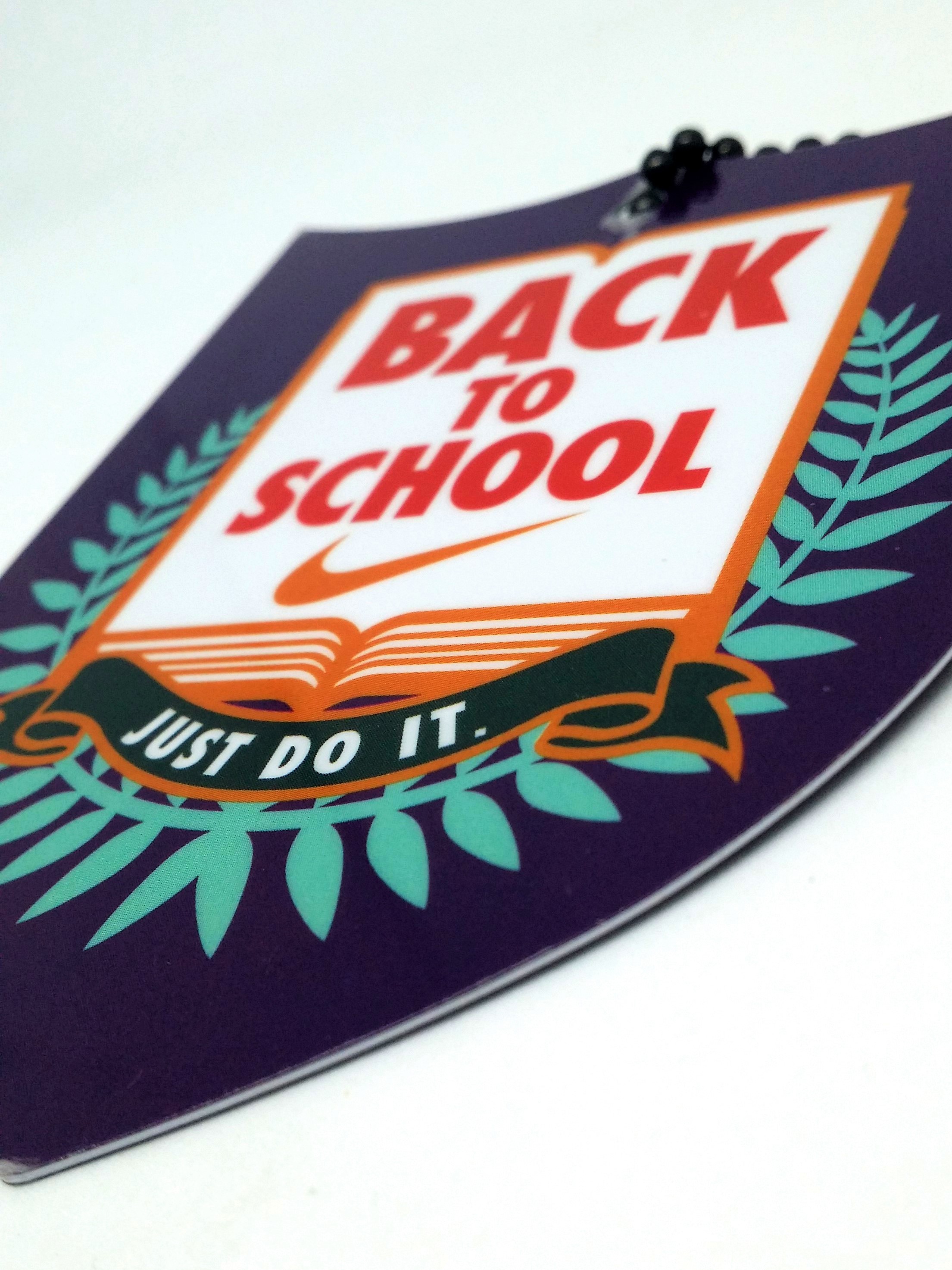 Nike JUST DO IT "Back To School" Plastic Name Tag - Rare Unused