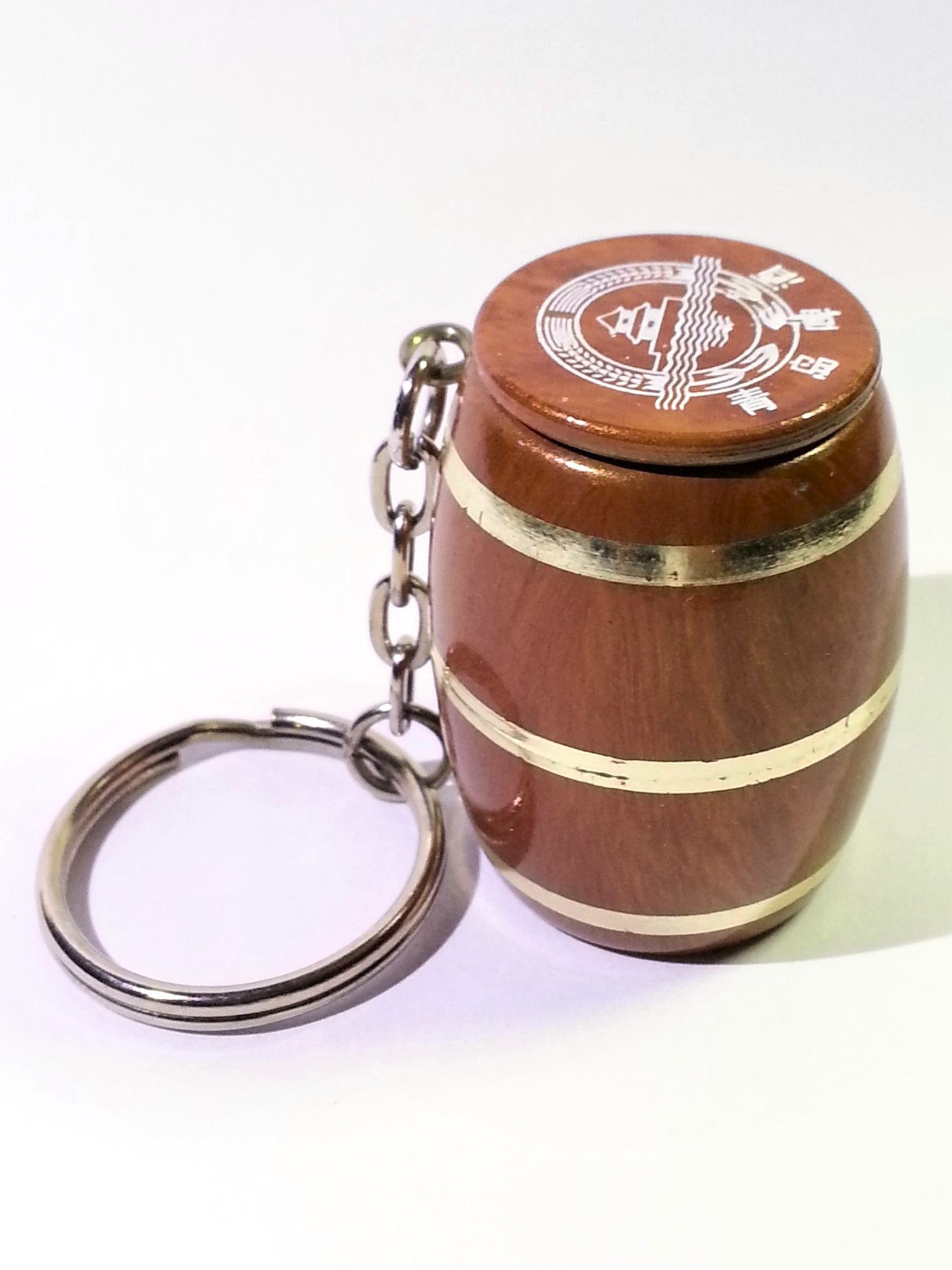 Tsingtao Beer Plastic Mini Barrel Keychain w/ 2 Dices - Vintage Unused Key Ring