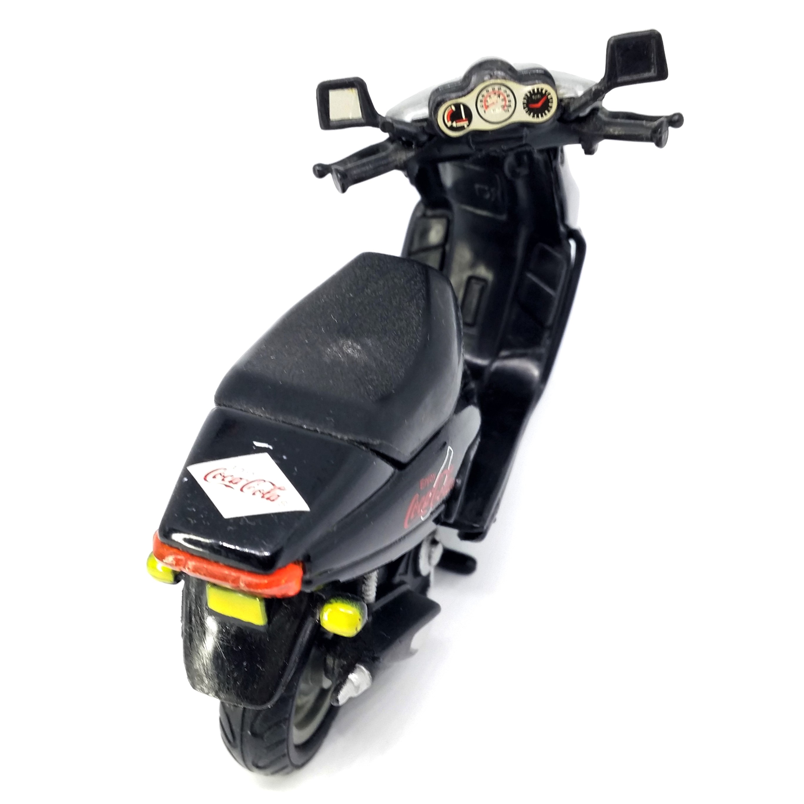 Coca Cola Motor Scooter Diecast Plastic Motorcycle Toy (Black) - Vintage 90s