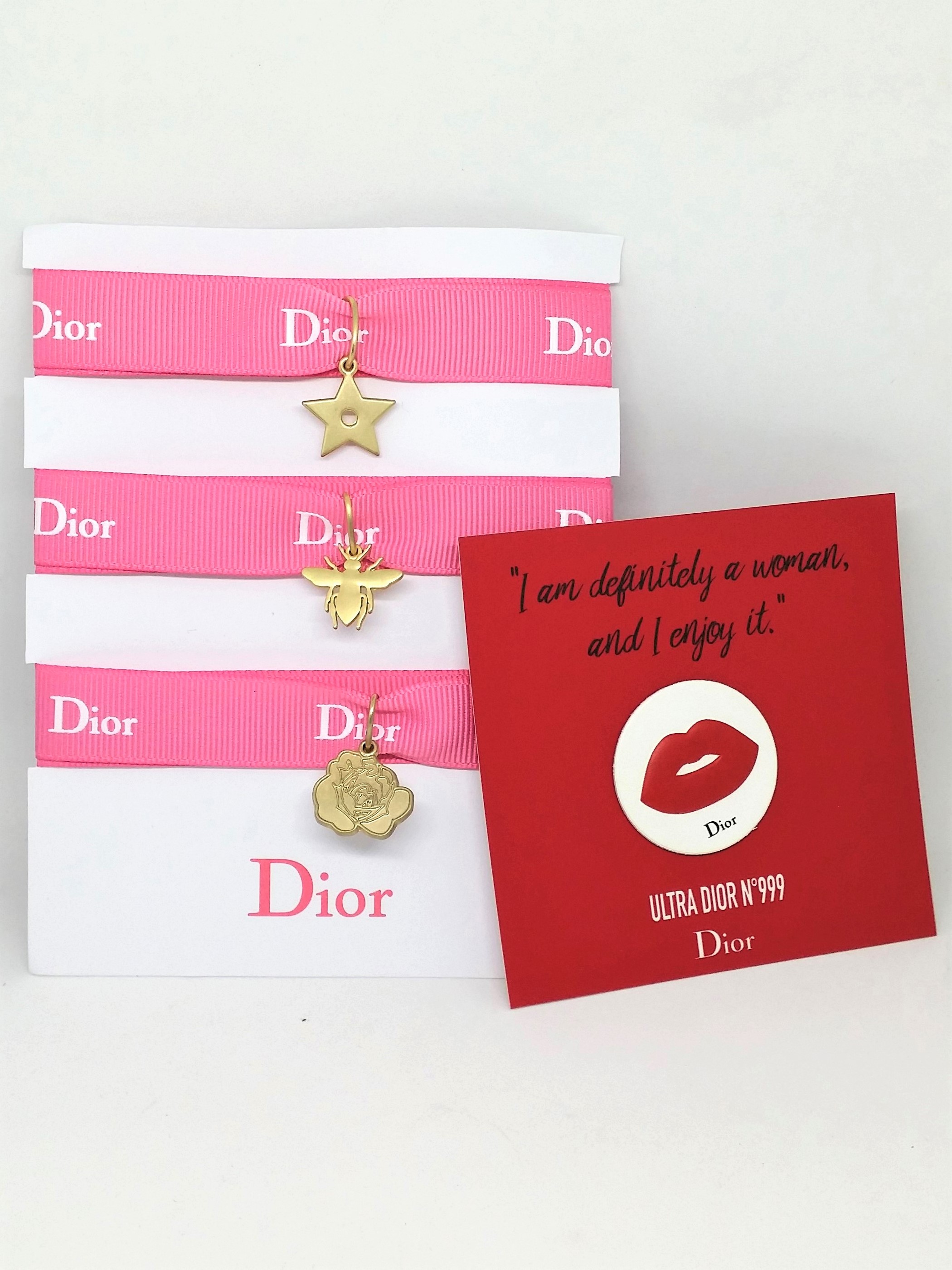Christian Dior Charms Ribbon Bracelets (3-Pack) & Ultra Dior Round Sticker Set