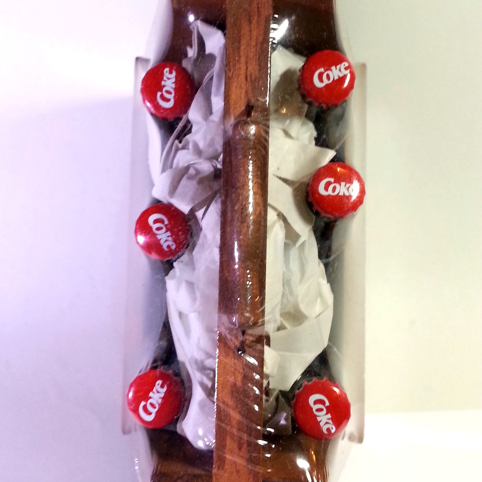 Coca Cola Filled Mini Contour Bottles (6pcs) In Wooden Crate Carrier w/ Handle - 2004 New In Box