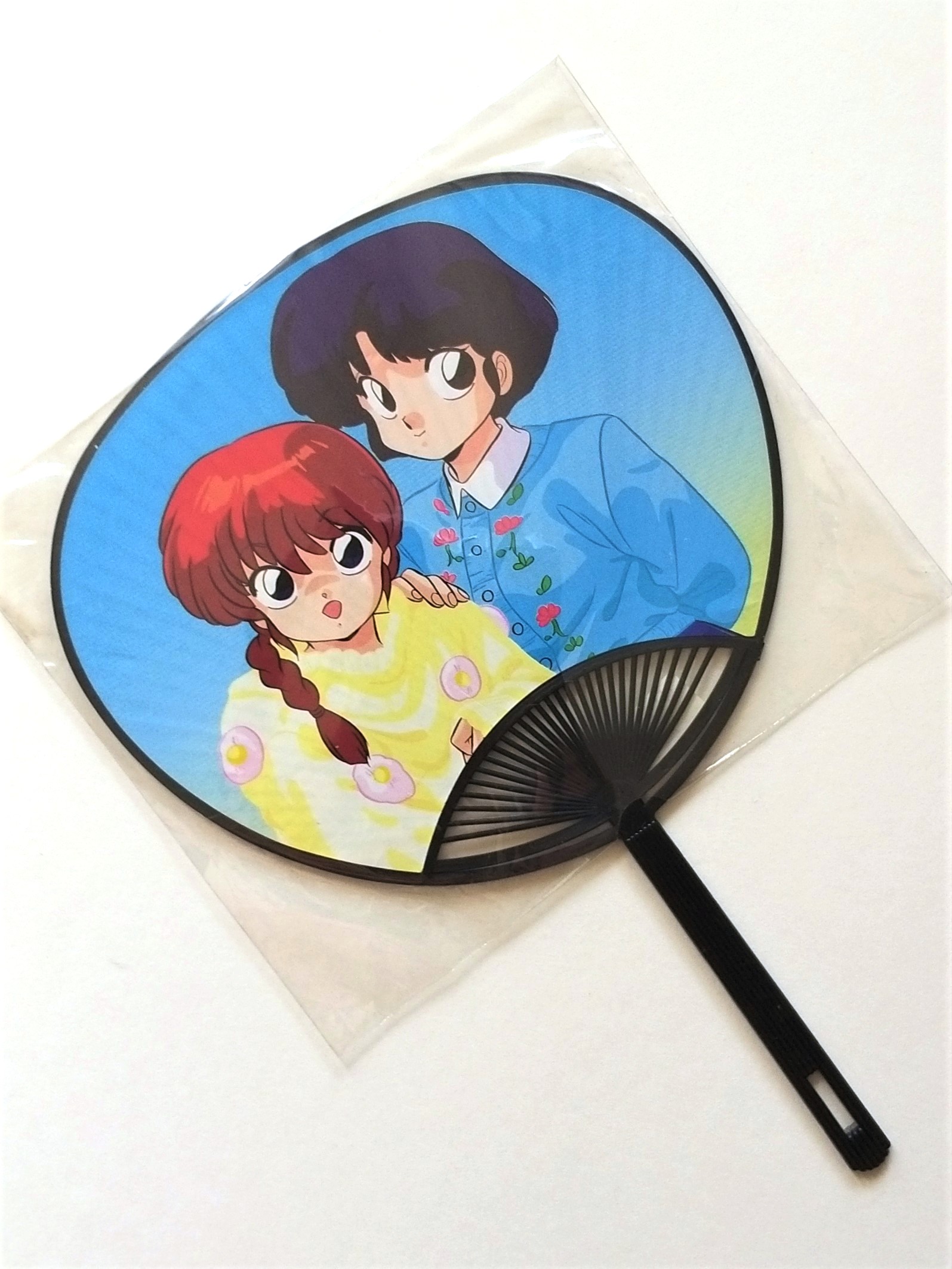 Ranma 1/2 Mini Hand Fan #01 - 1990s Shogakukan Fuji Japanese Anime - Unused