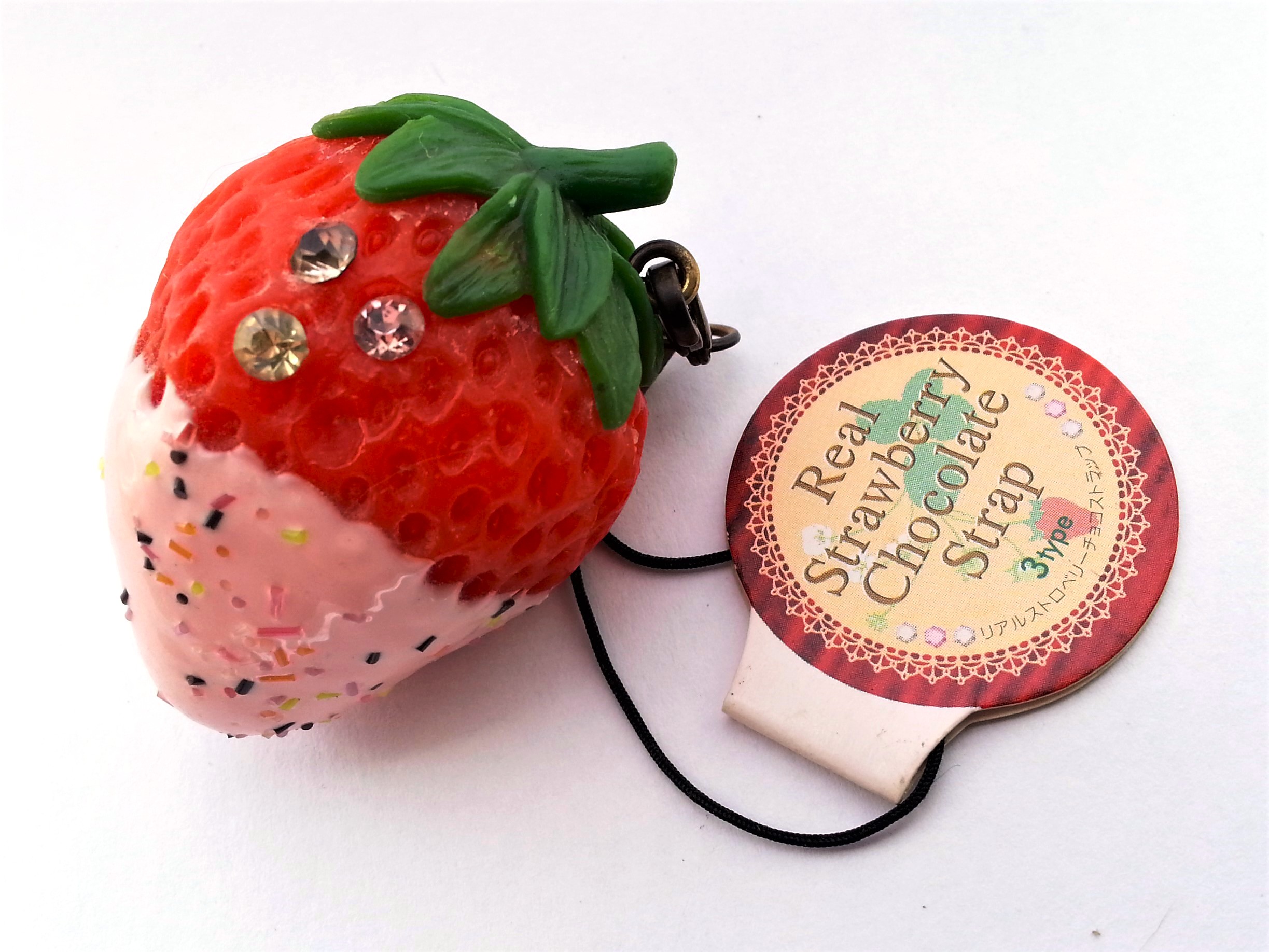AMUSE Real Strawberry Chocolate Strap Bag Charm / Keychain - 2000s Form Japan