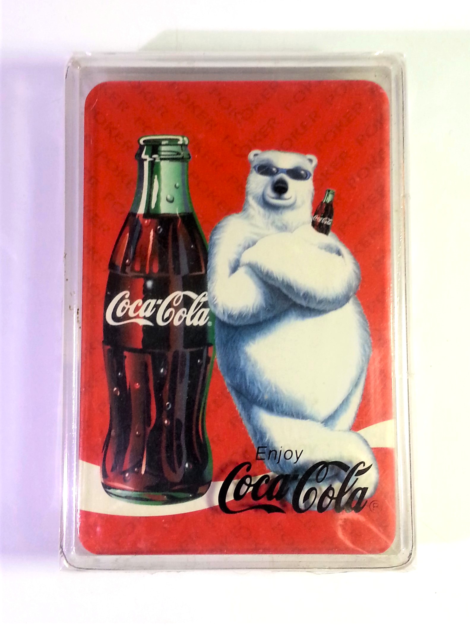 Coca Cola Polar Bear w/ Bottle Playing Cards In PVC Case - 1990s Made in Hong Kong