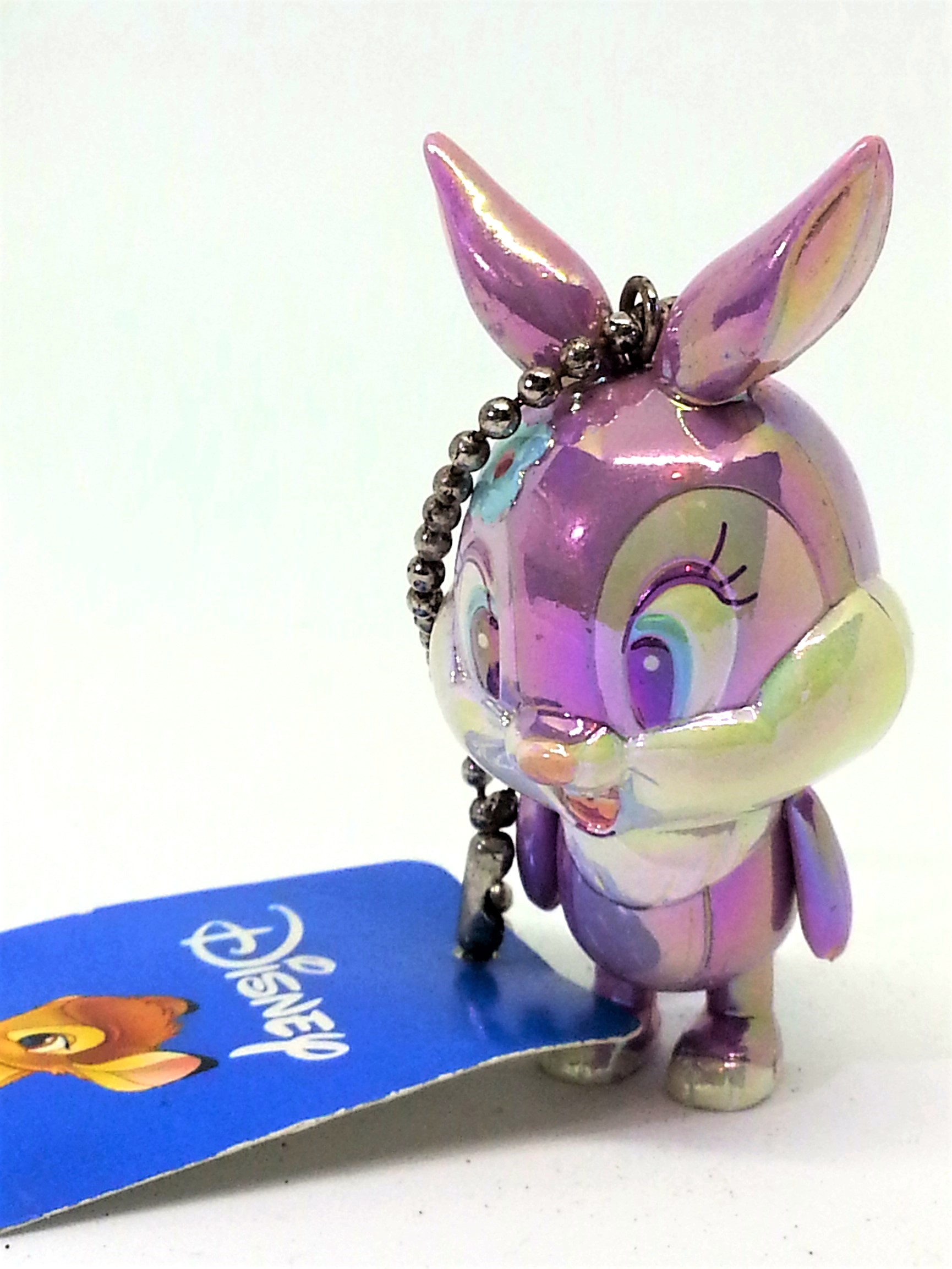 Disney Bambi Miss Bunny Iridescent Jointed Figure Charm Keychain - 2000s From Japan