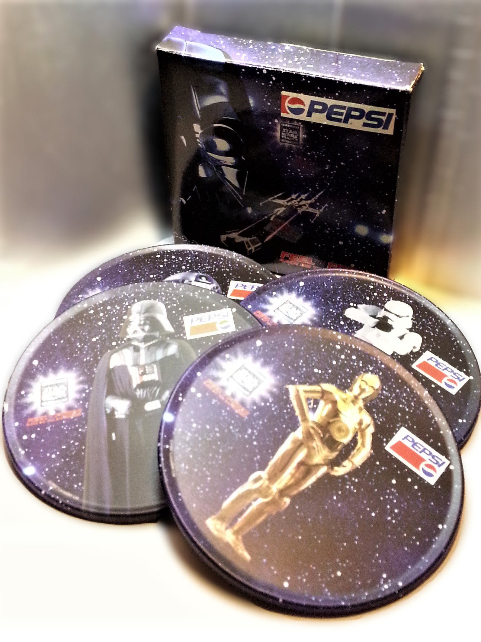 PEPSI x Star Wars Trilogy Special Edition Metal Coaster w/ Cork Backing Set Of 4 - 1997 Unused NFS