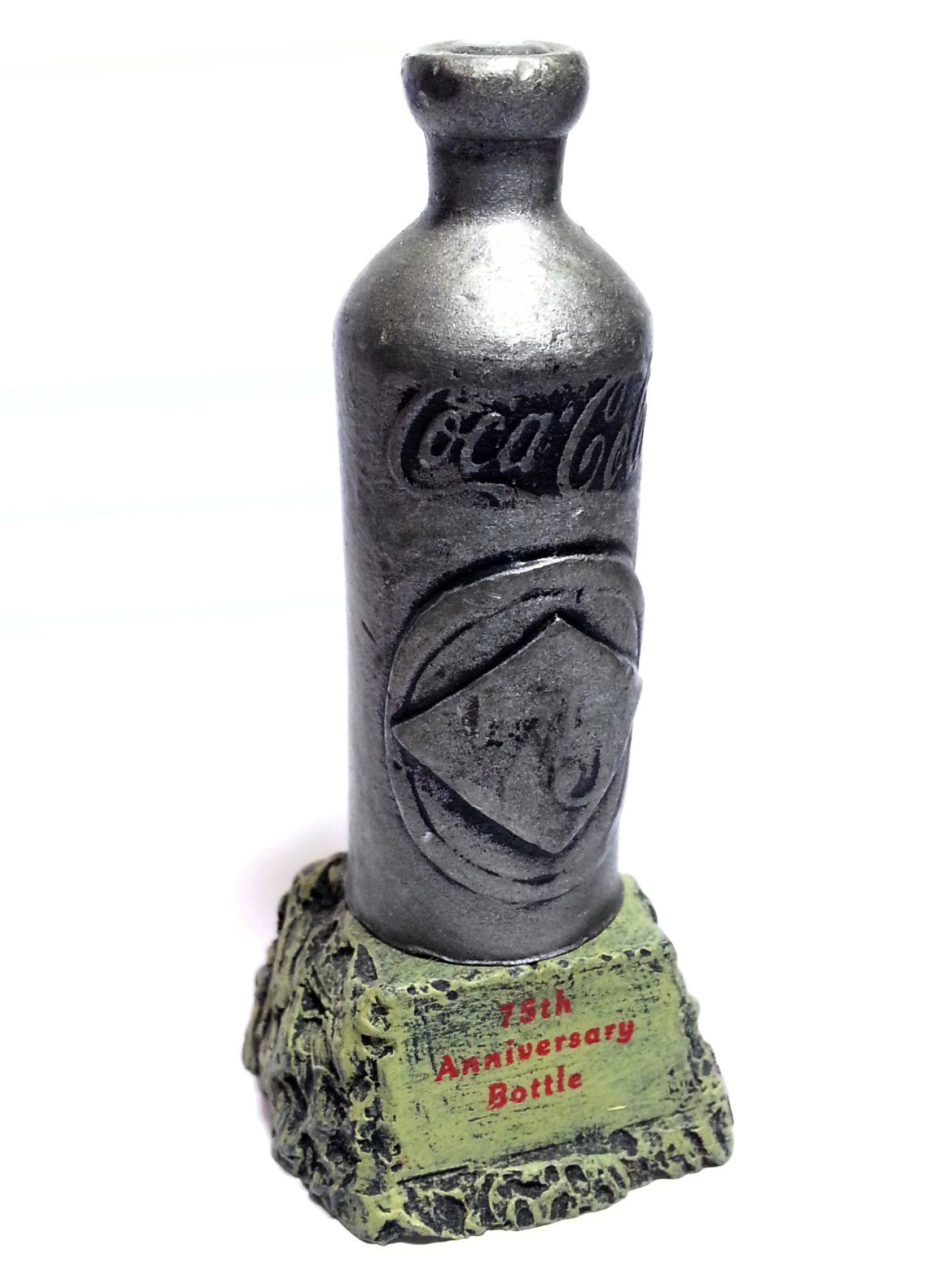 Coca Cola 2000 Faux Aged Pewter Miniature Contour Bottle Statues Set of 4