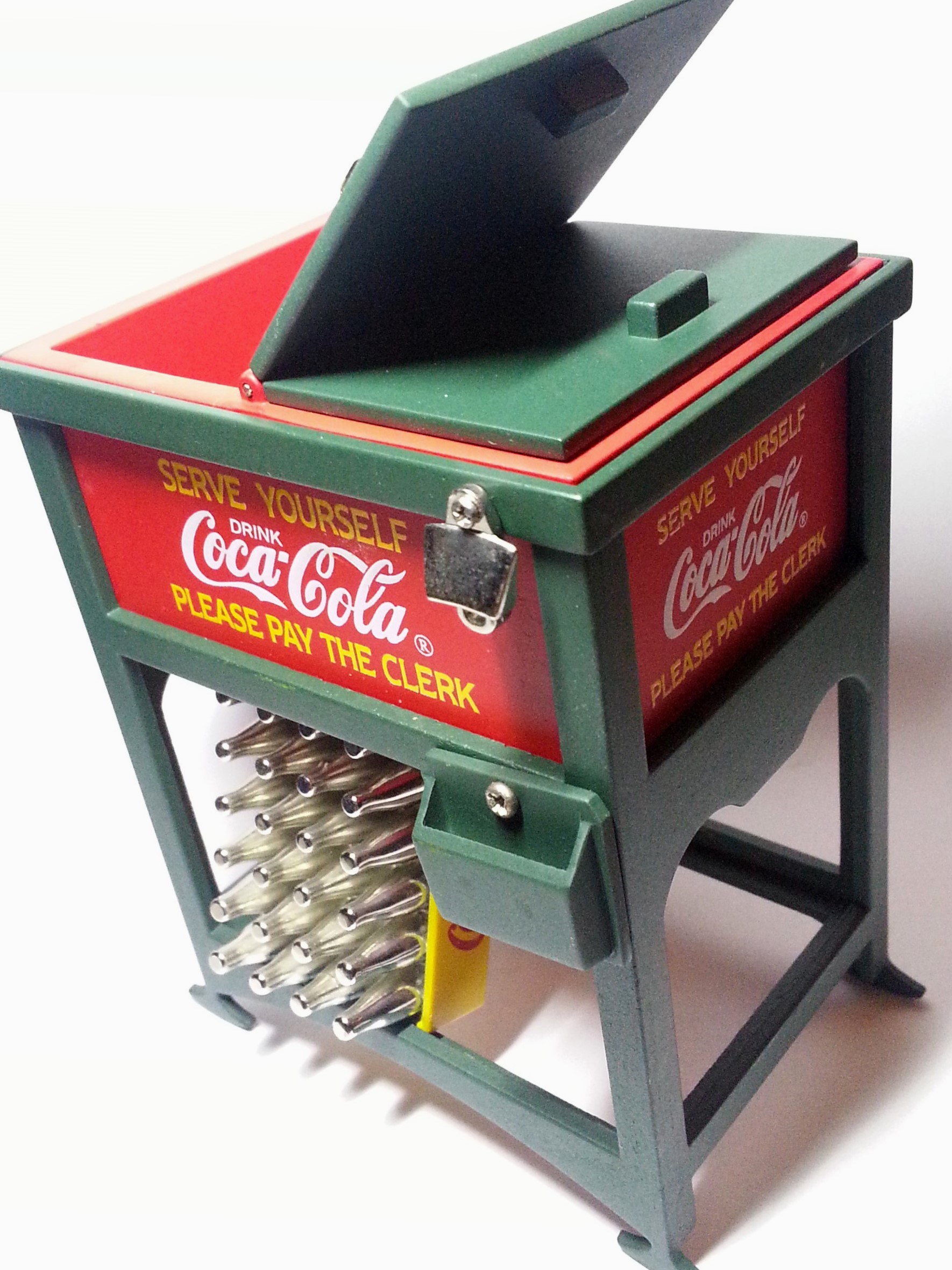 Coca Cola 2003 Miniature Metal Ice Cooler & Bottle Crate Set