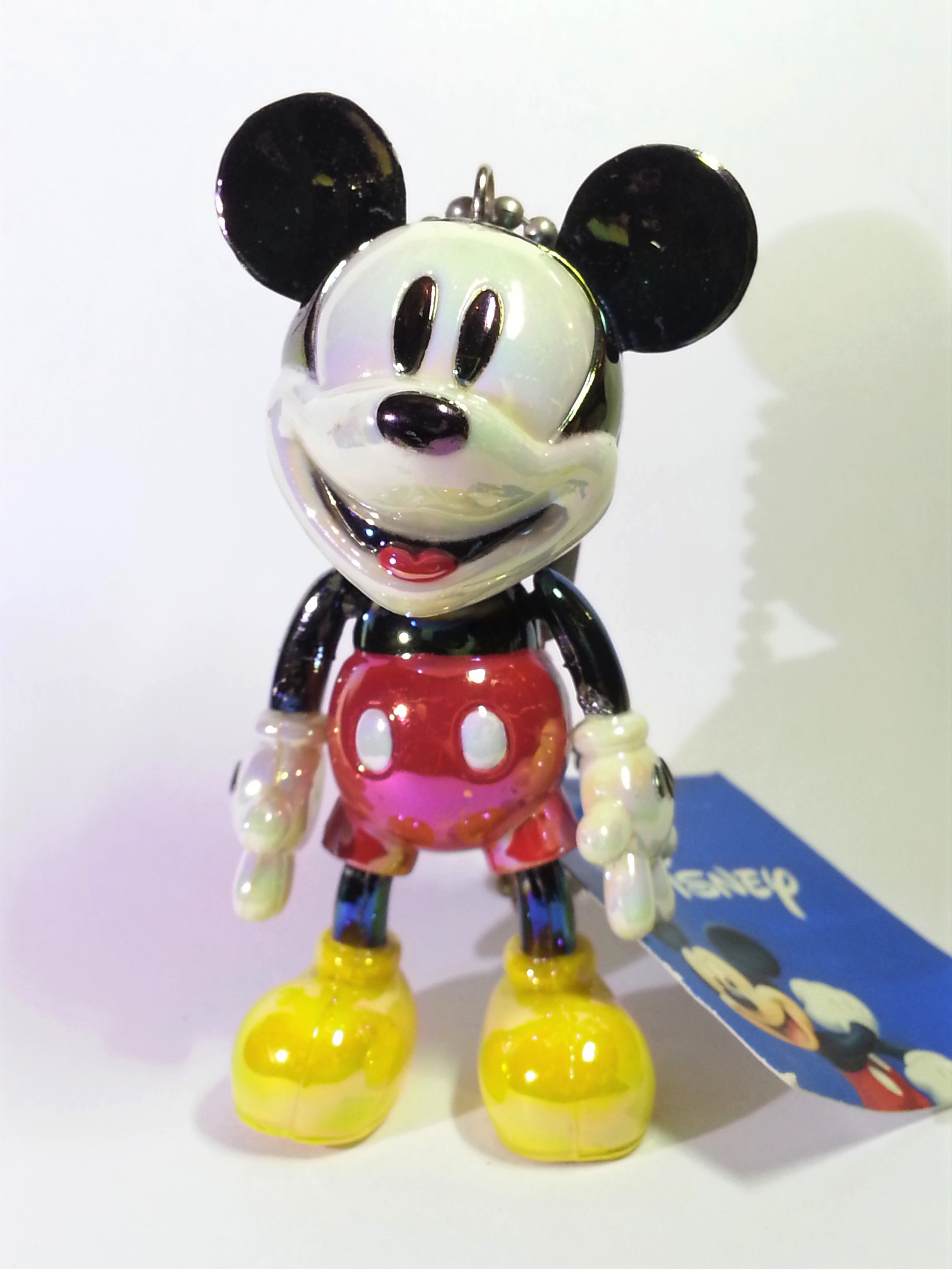 Disney Mickey Mouse Iridescent Jointed Figure Charm Keychains - 2000s From Japan
