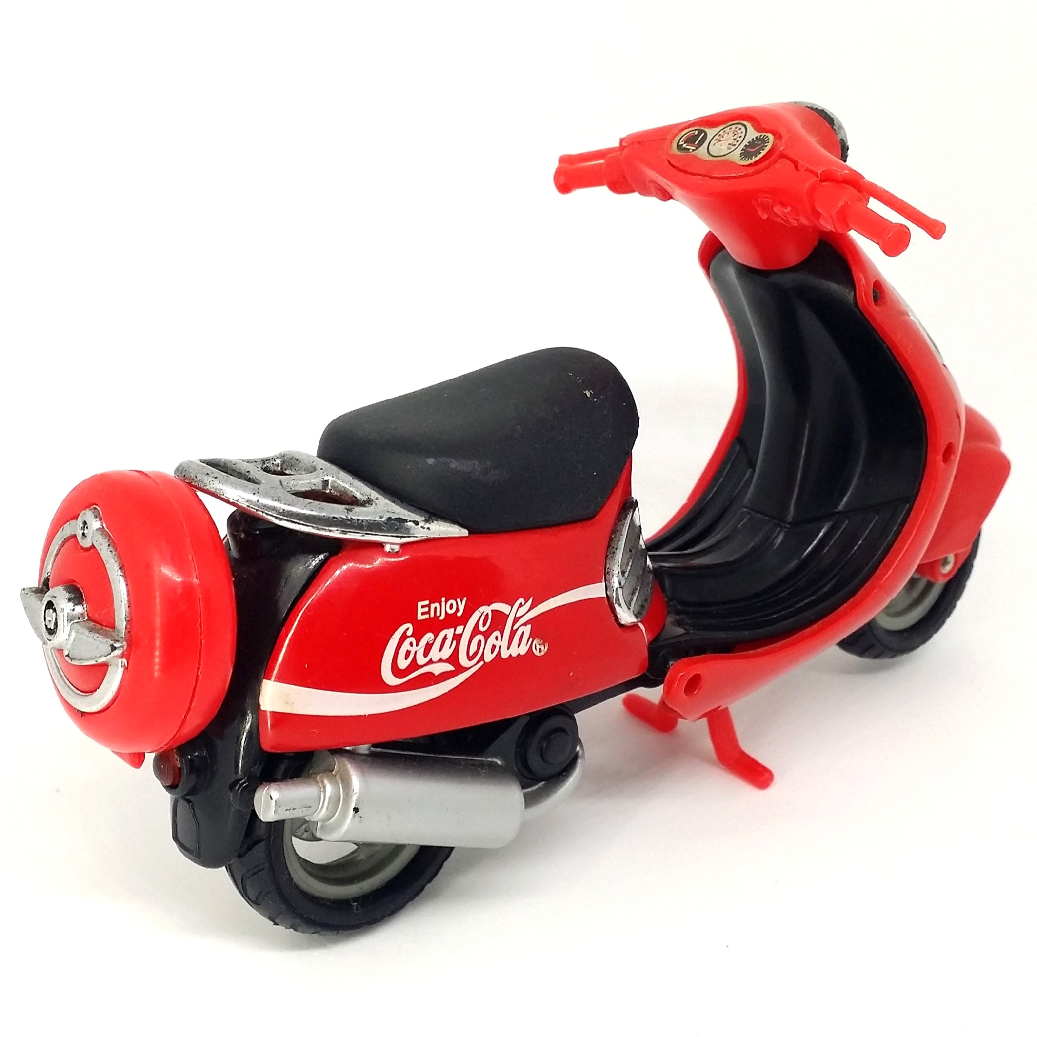 Coca Cola Motor Scooter Diecast Plastic Motorcycle Toy (Red) - Vintage 90s