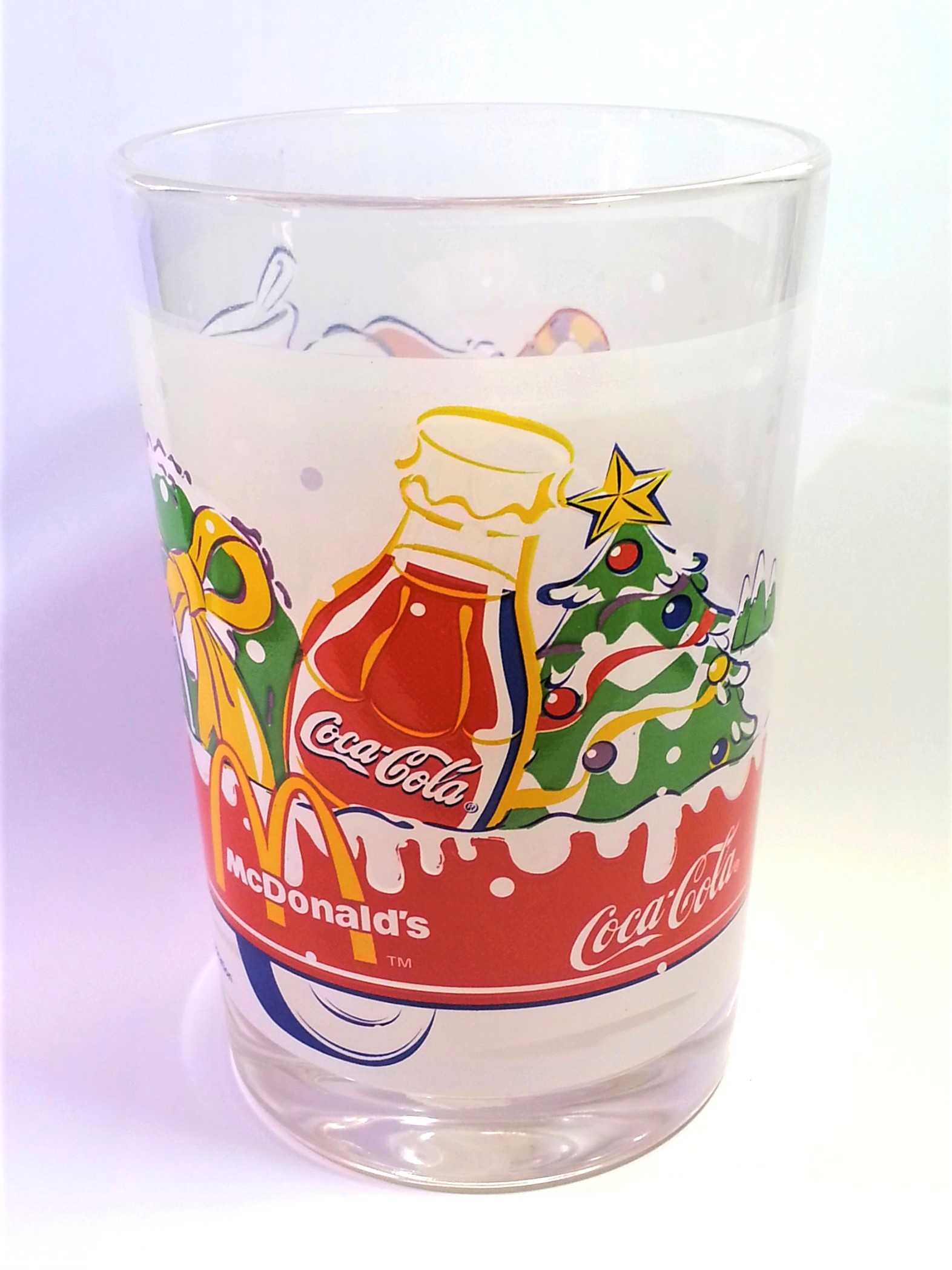 Coca Cola x McDonald's Mascot (Grimace) 2001 Christmas Tumbler Drinking Glass
