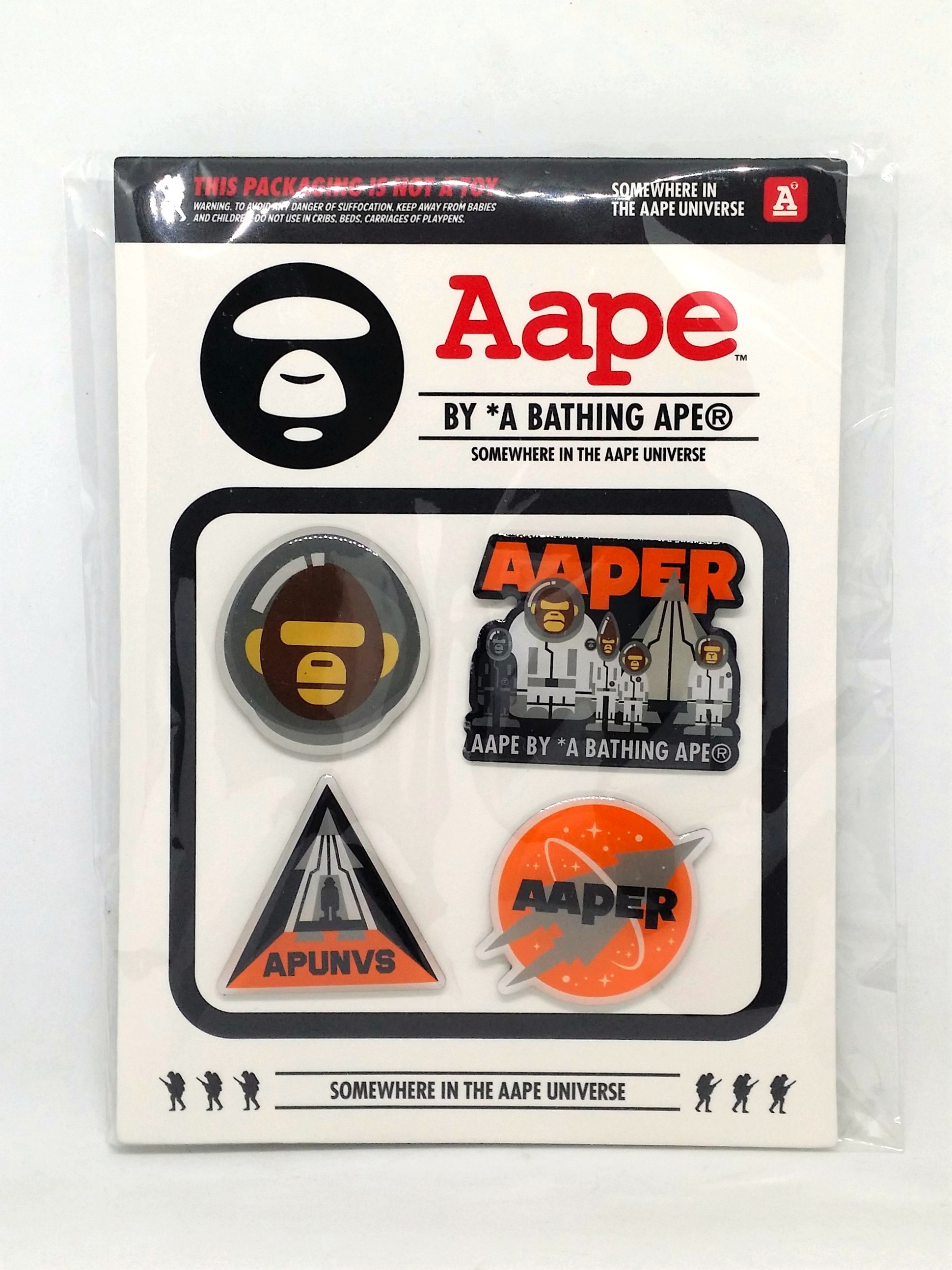 A BATHING APE Bape Aape Astronaut Pin Badge Set (4-Pack) - Brand New Sealed