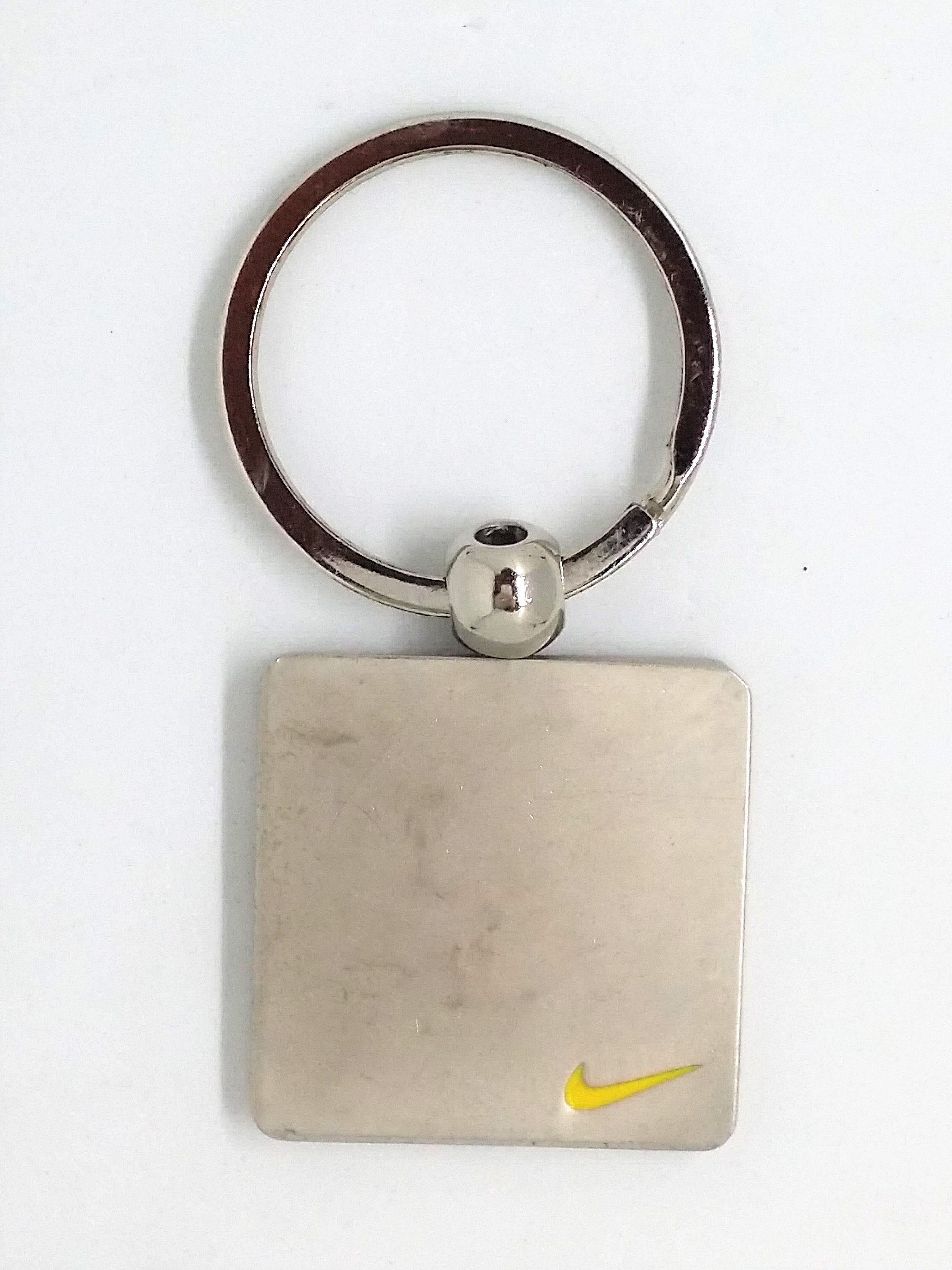 Vintage Nike Double Sided Swoosh Silver Metal Keychain