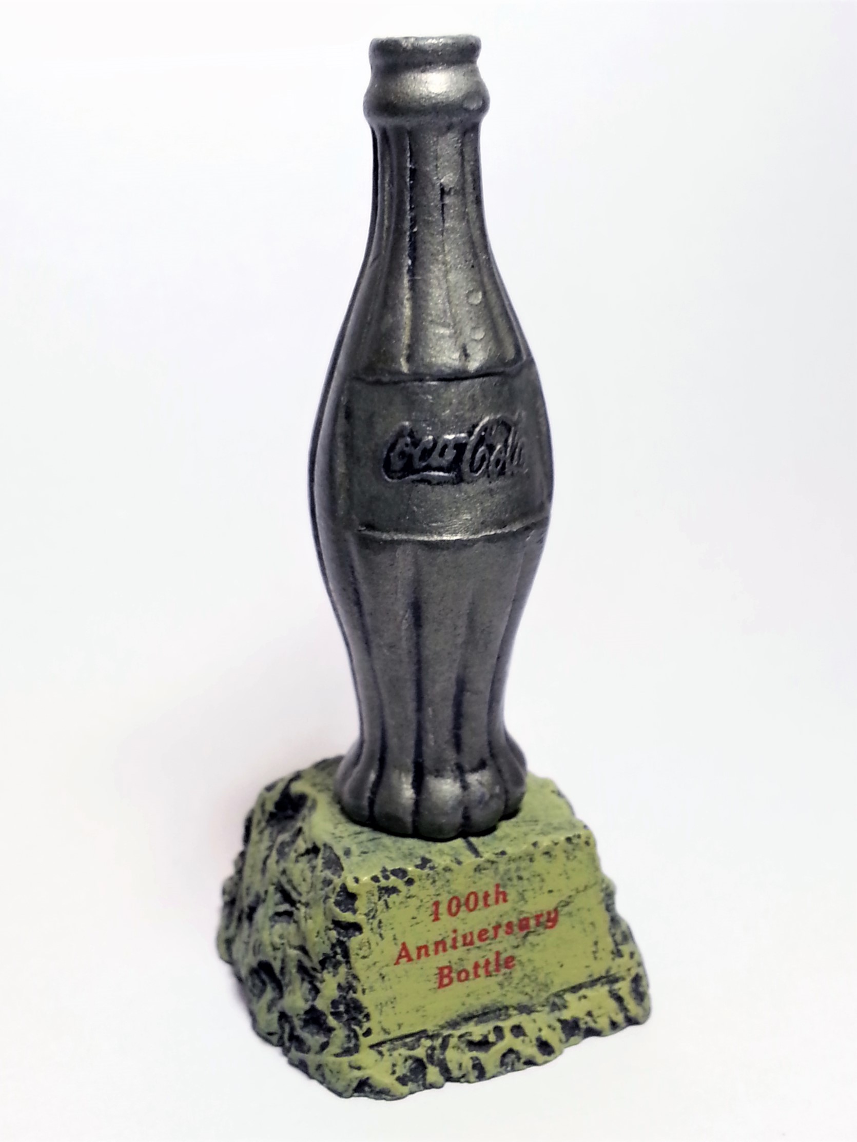 Coca Cola 2000 Faux Aged Pewter Miniature Contour Bottle Statues Set of 4