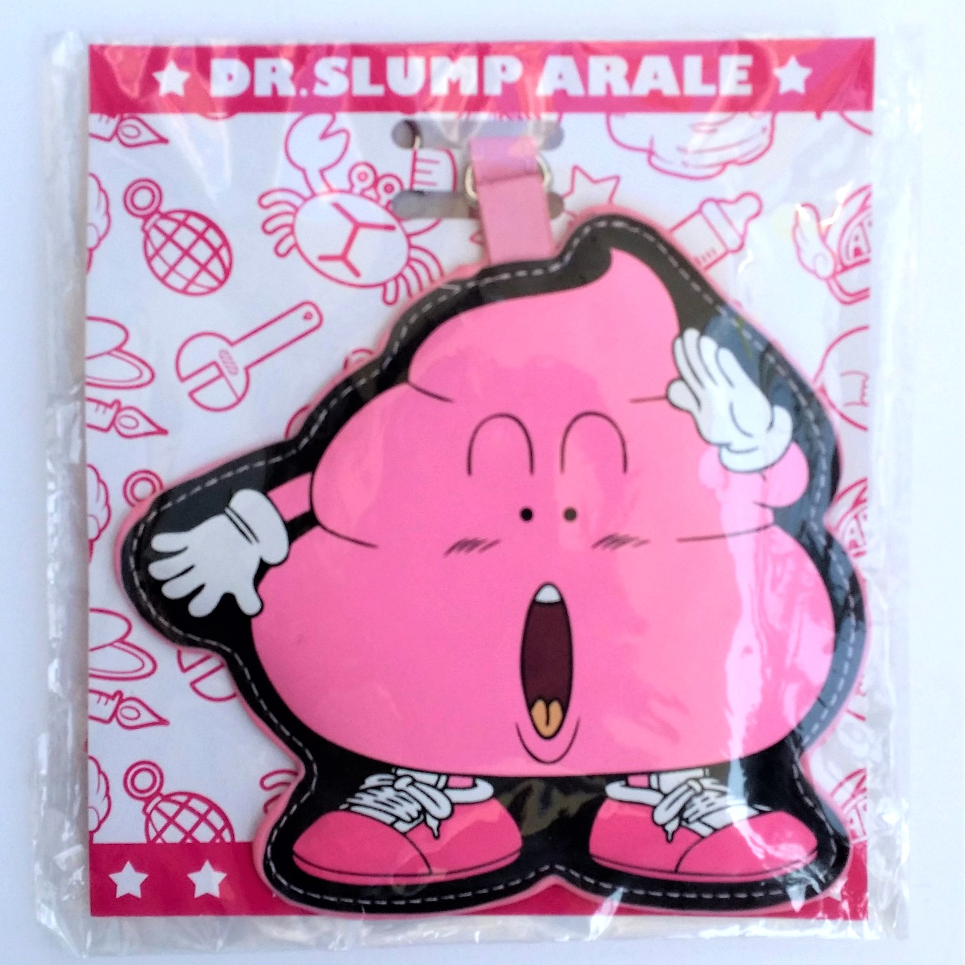 Dr. Slump Arale "Pink Poop" Puffy Luggage Tag Card Holder w/ Straps - 2017 Brand New