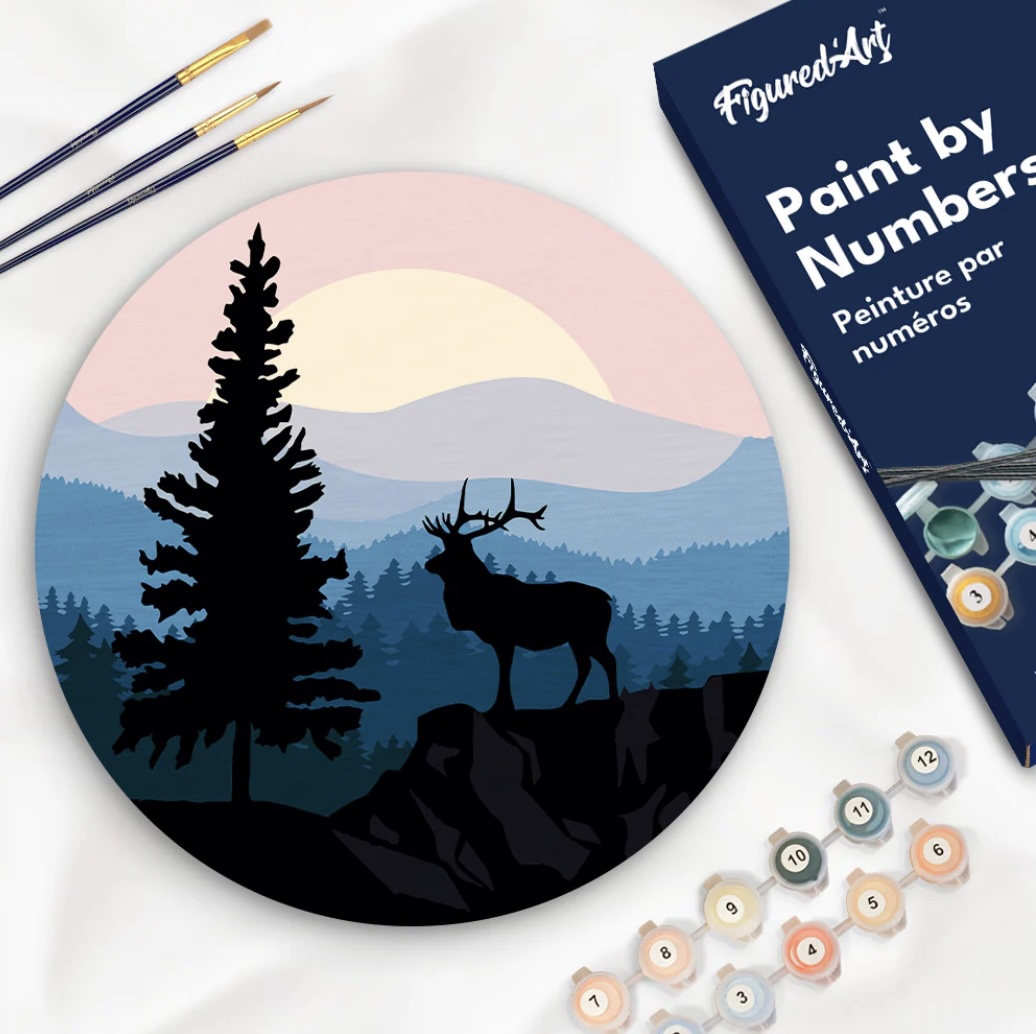 🦌 Kit Peinture par numéros – Cerf majestueux et paysage