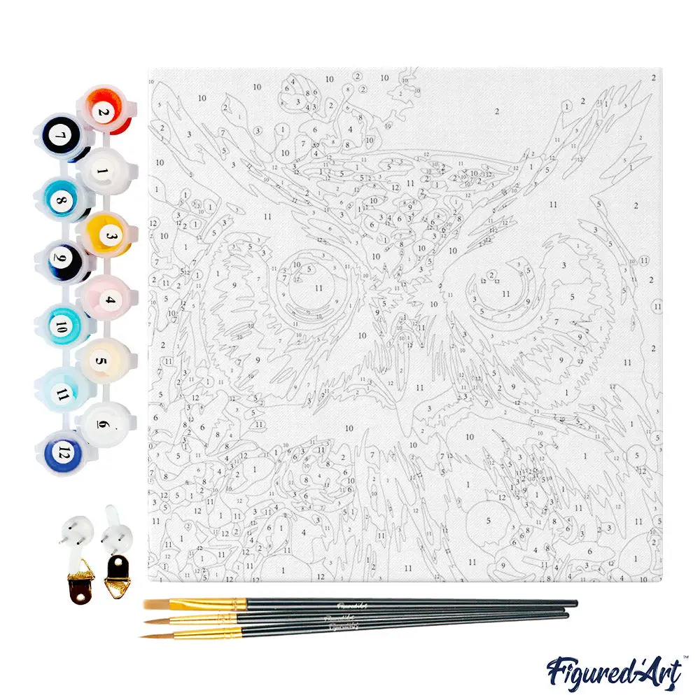 🦉🌸 Mini Peinture par numéros – Chouette Fantaisie et Fleurs