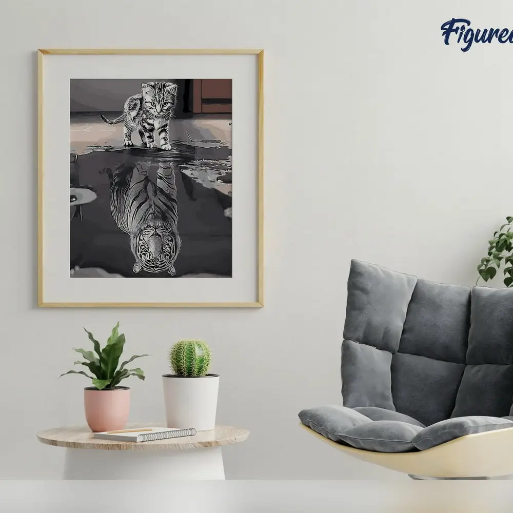 🐯🐾 Kit Peinture par numéros – Chaton Reflet Tigre