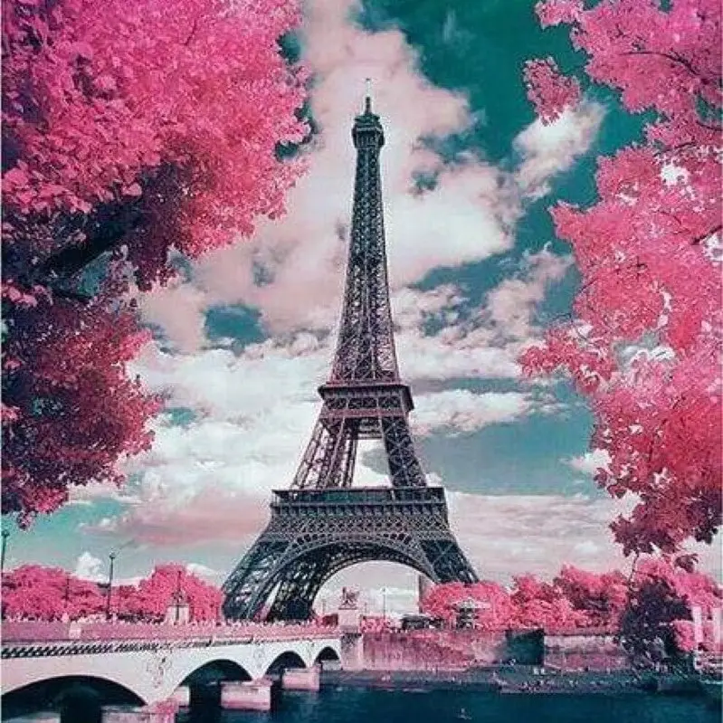 🌸 Kit Point de croix – Tour Eiffel en Fleurs