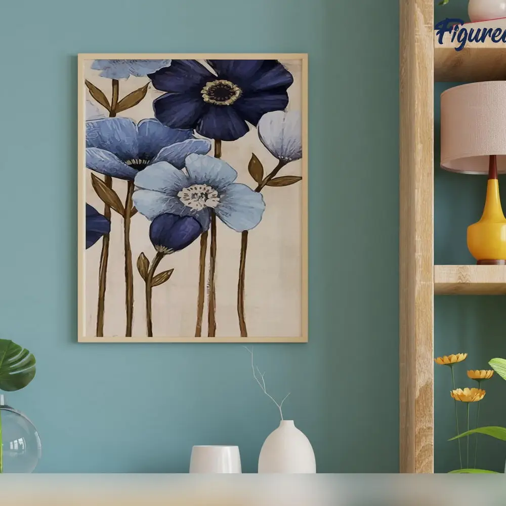 💙🌿 Kit Peinture par numéros – Fleurs bleues