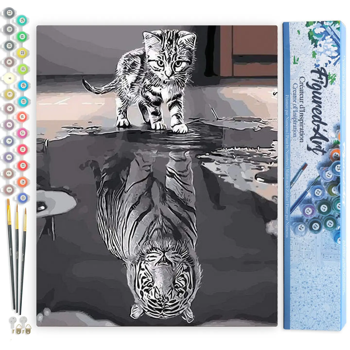 🐯🐾 Kit Peinture par numéros – Chaton Reflet Tigre