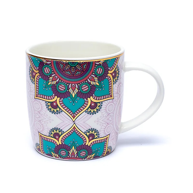Tasse à thé infuseur Mandala turquoise  