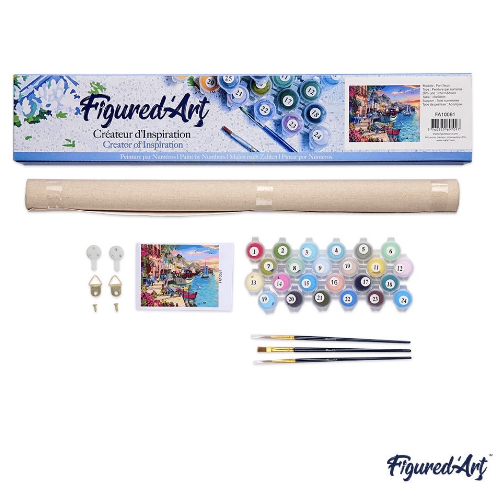 🏡 Kit Peinture par numéros – Village enchanté rose