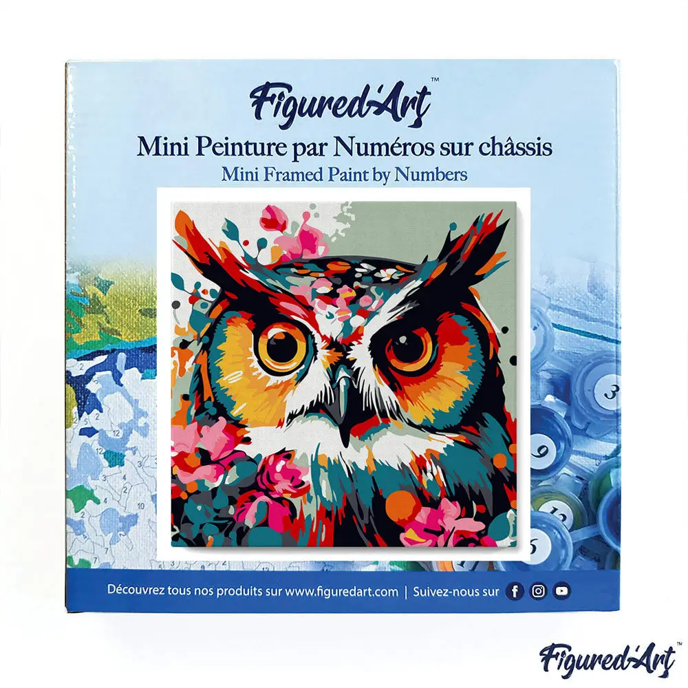 🦉🌸 Mini Peinture par numéros – Chouette Fantaisie et Fleurs