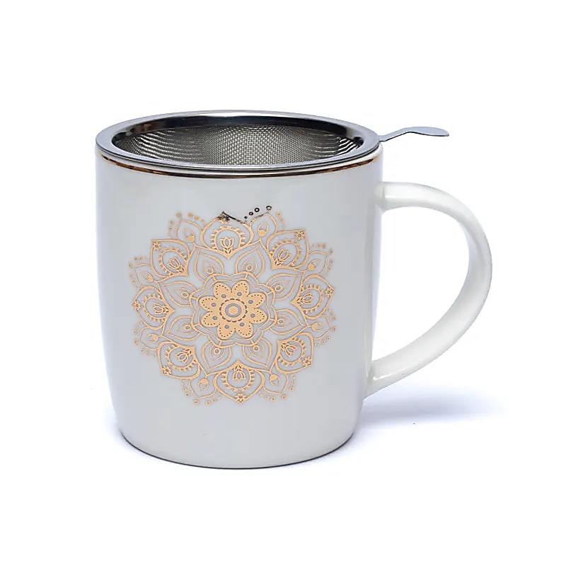 Tasse Infuseur à Thé Mandala blanc 