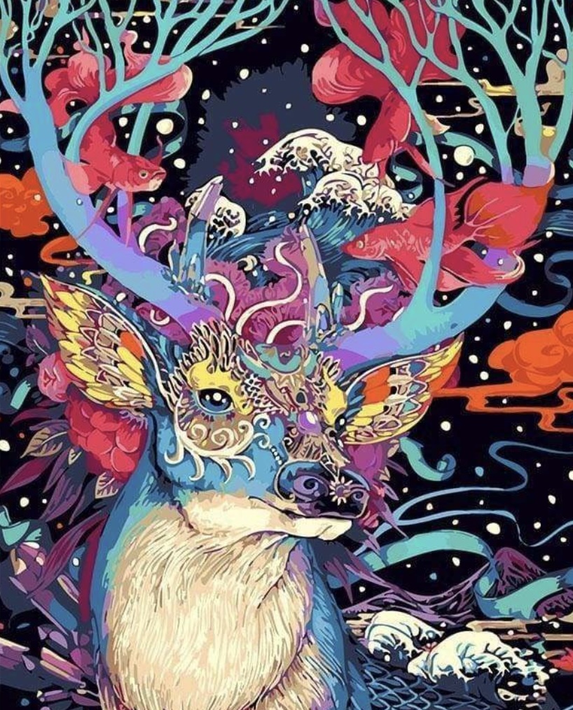 🦌 Kit Peinture par numéros – Renne de Noël Moderne 🎨